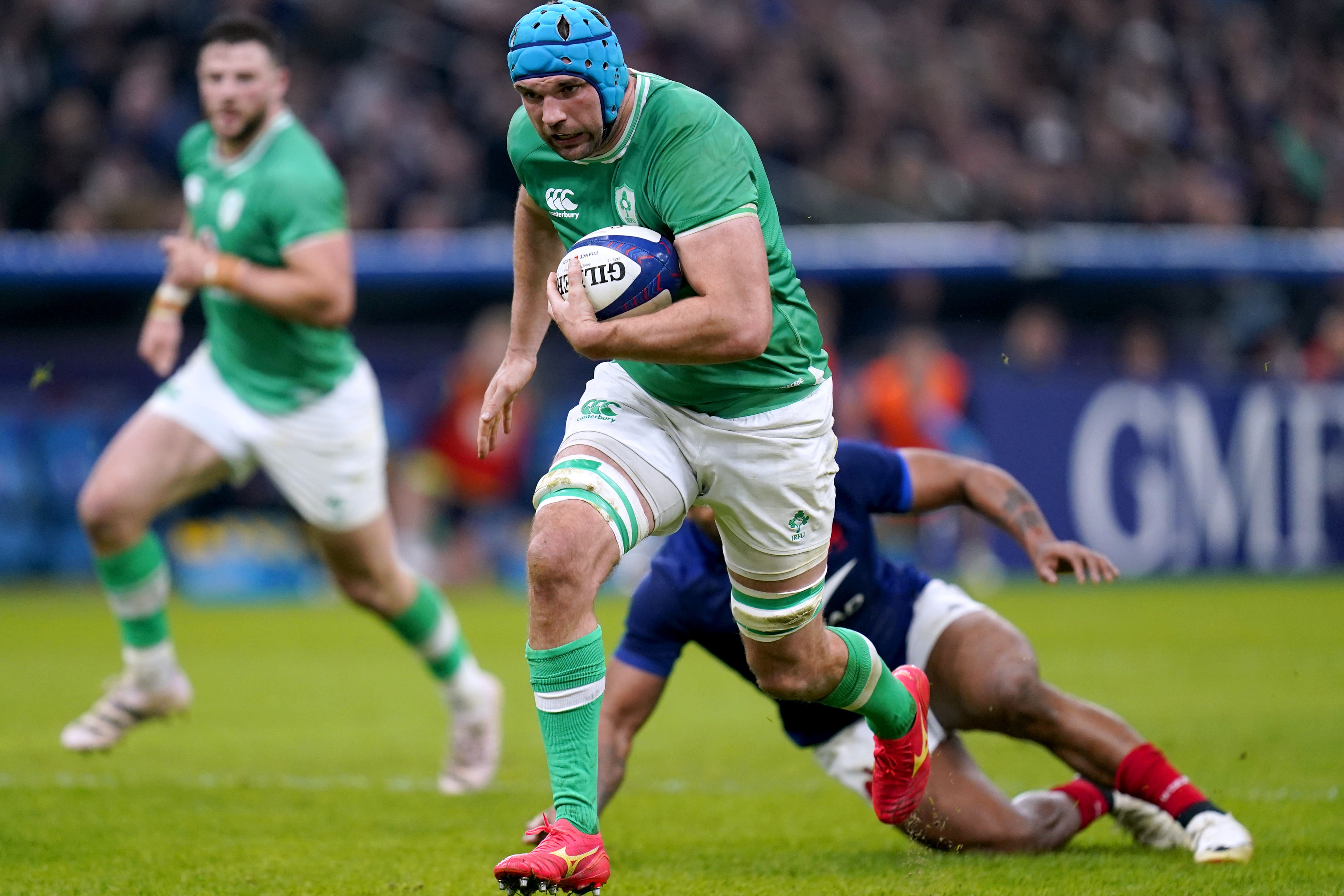 Tadhg Beirne claimed the second of Ireland’s five tries in Marseille (Andrew Matthews/PA)