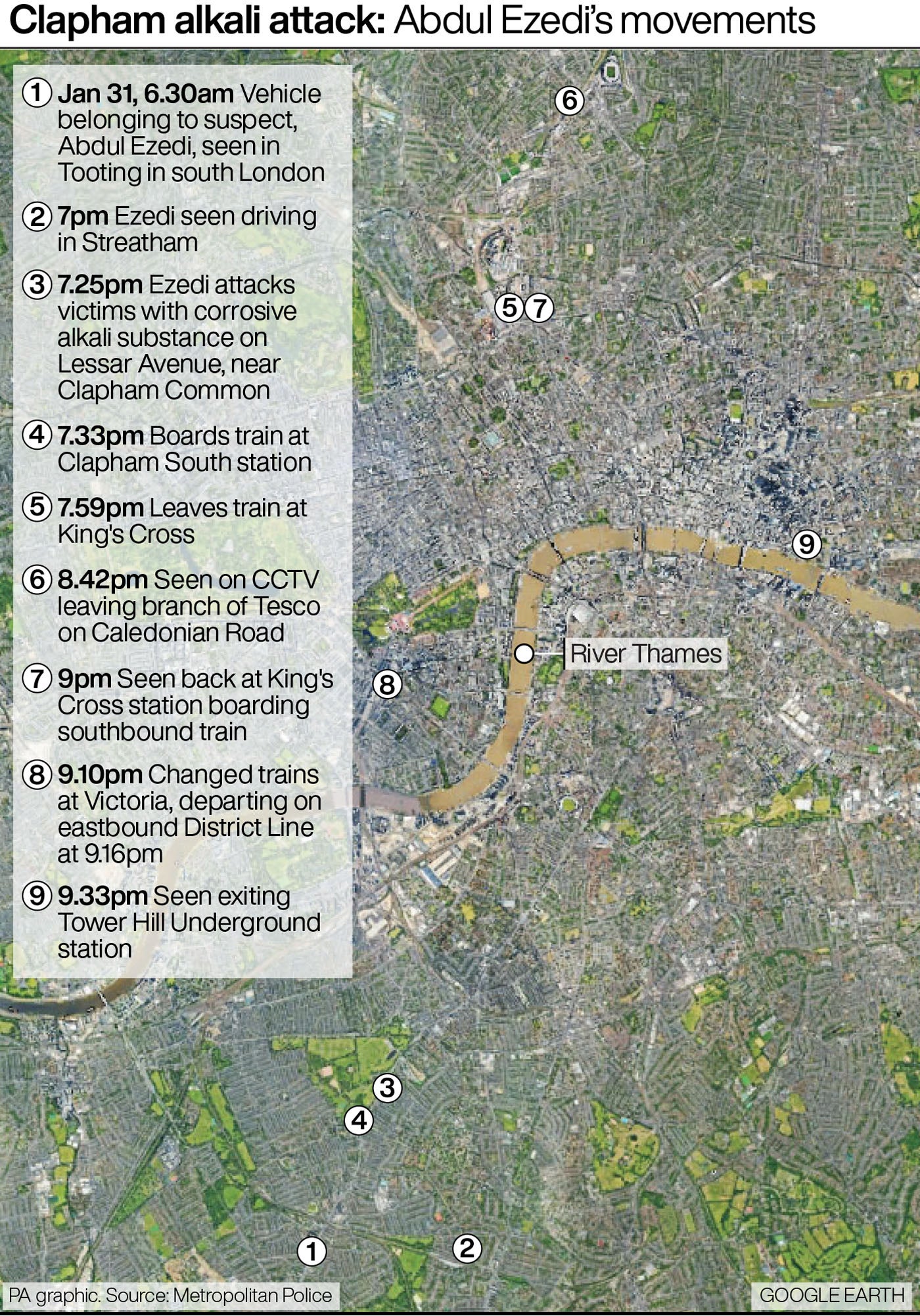 Clapham attack: Ezedi’s movements