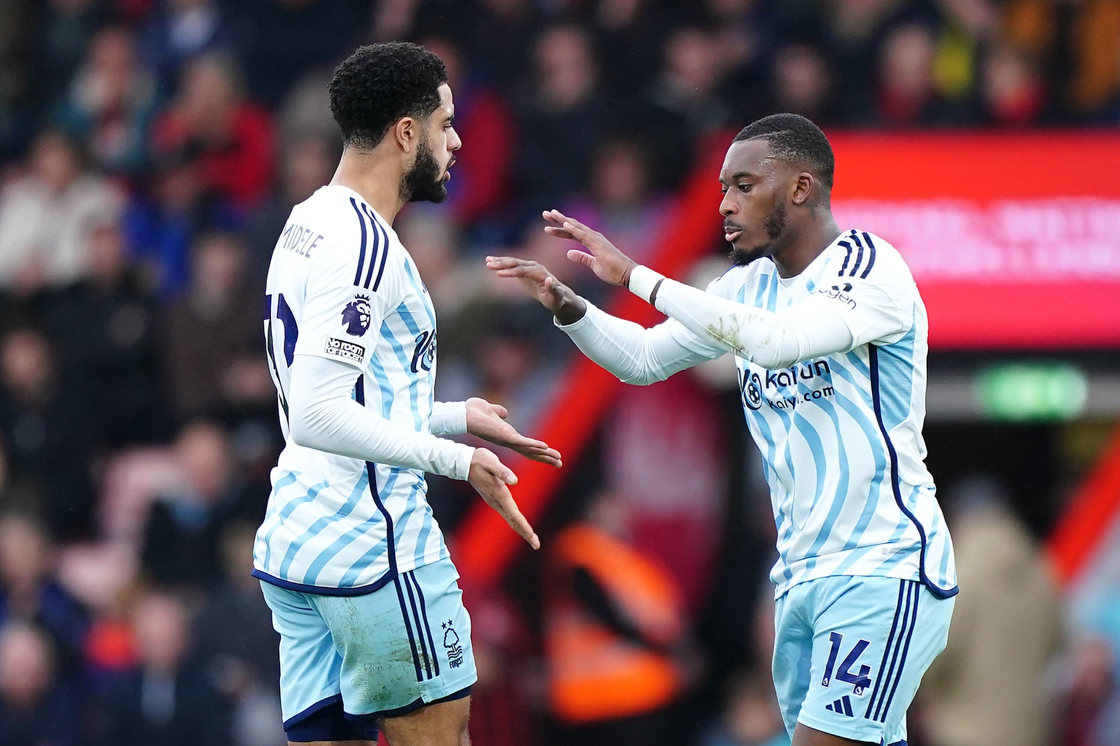 Callum Hudson-Odoi celebrates after equalising for Forest