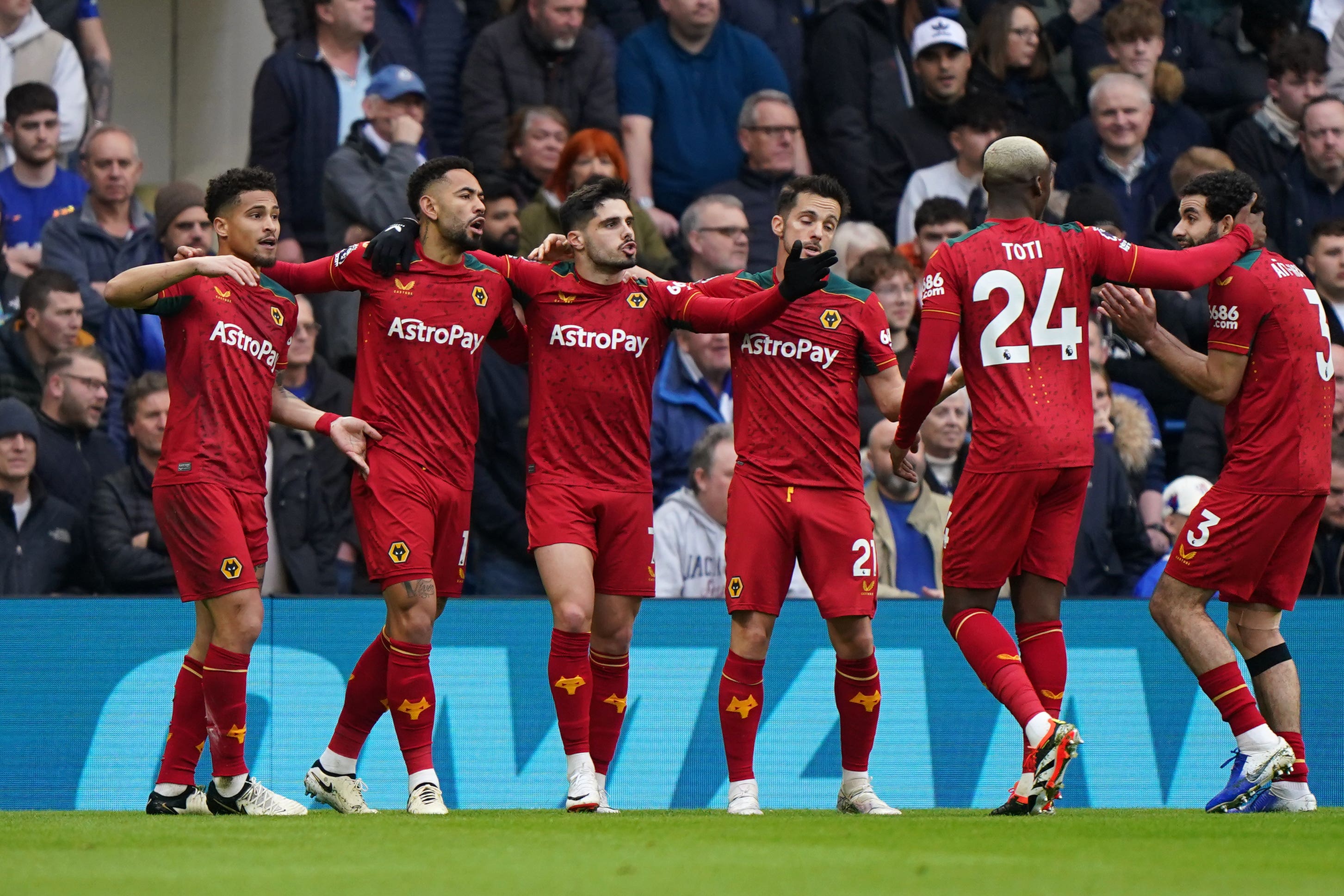 Matheus Cunha’s hat-trick helped Wolves to a 4-2 win over Chelsea at Stamford Bridge (Bradley Collyer/PA)