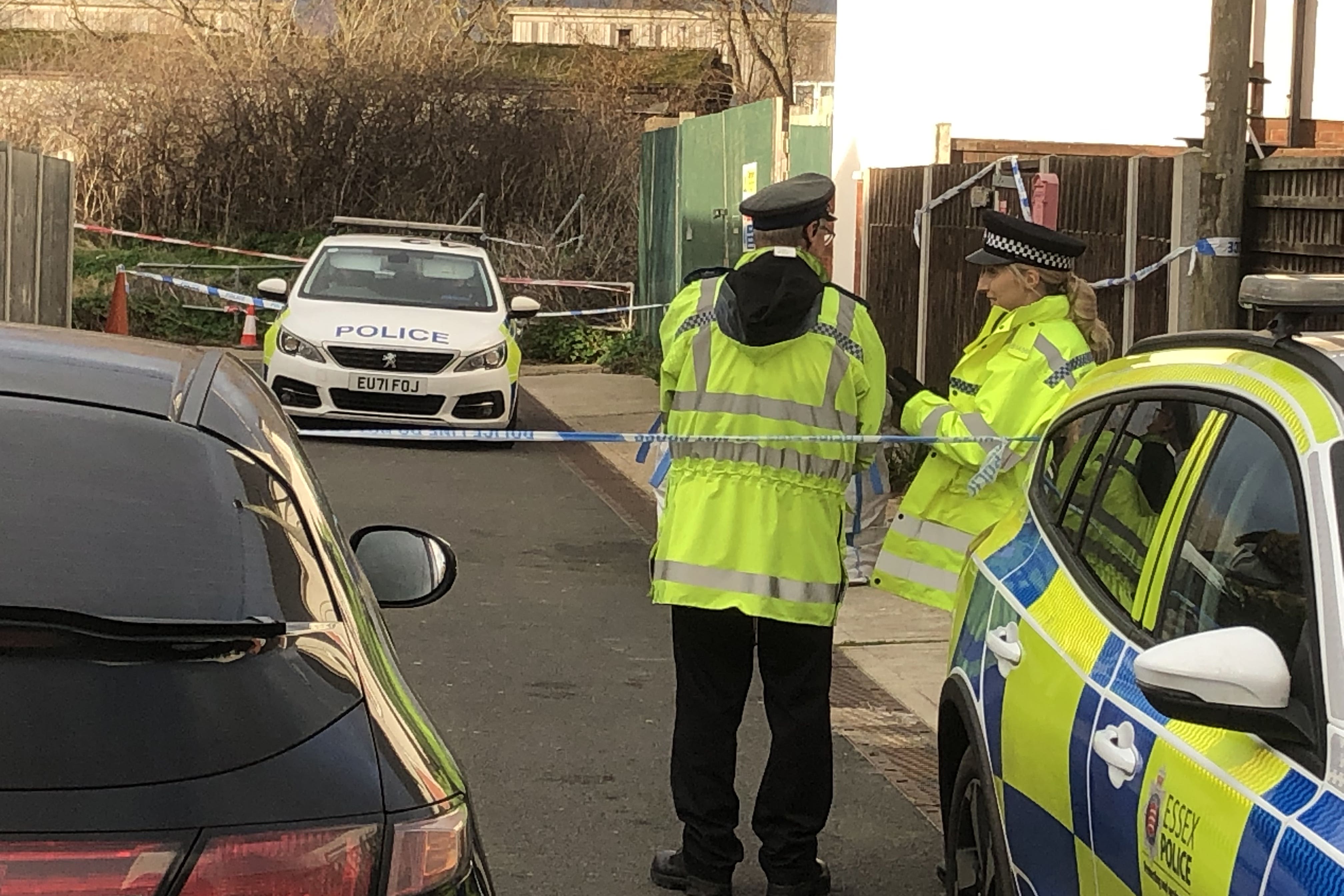 The police cordon in Hillman Avenue, Jaywick, Essex, after Ms Martin was savaged by two dogs