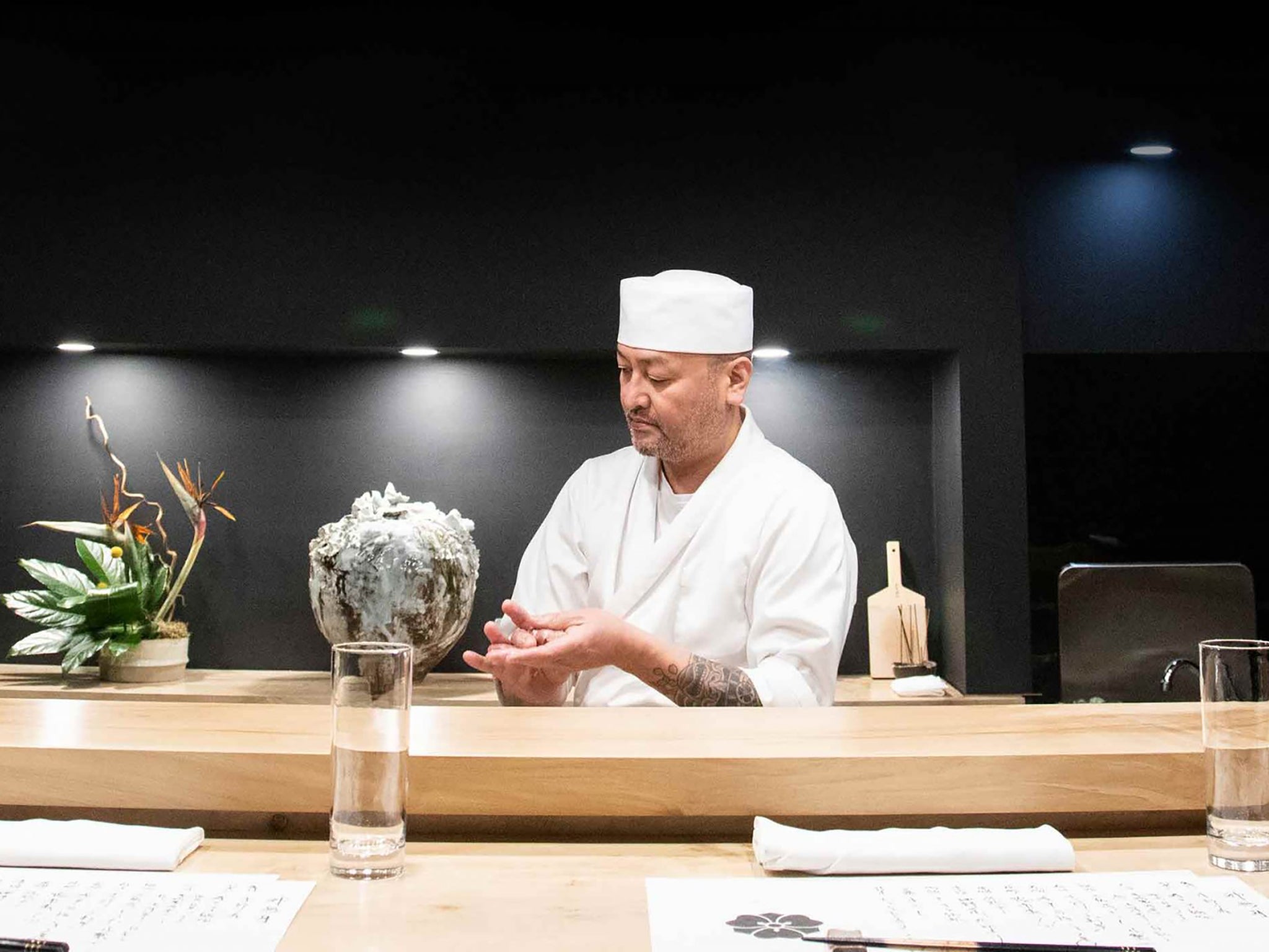 Chef Takashi Miyazaki at his kaiseki restaurant in Cork