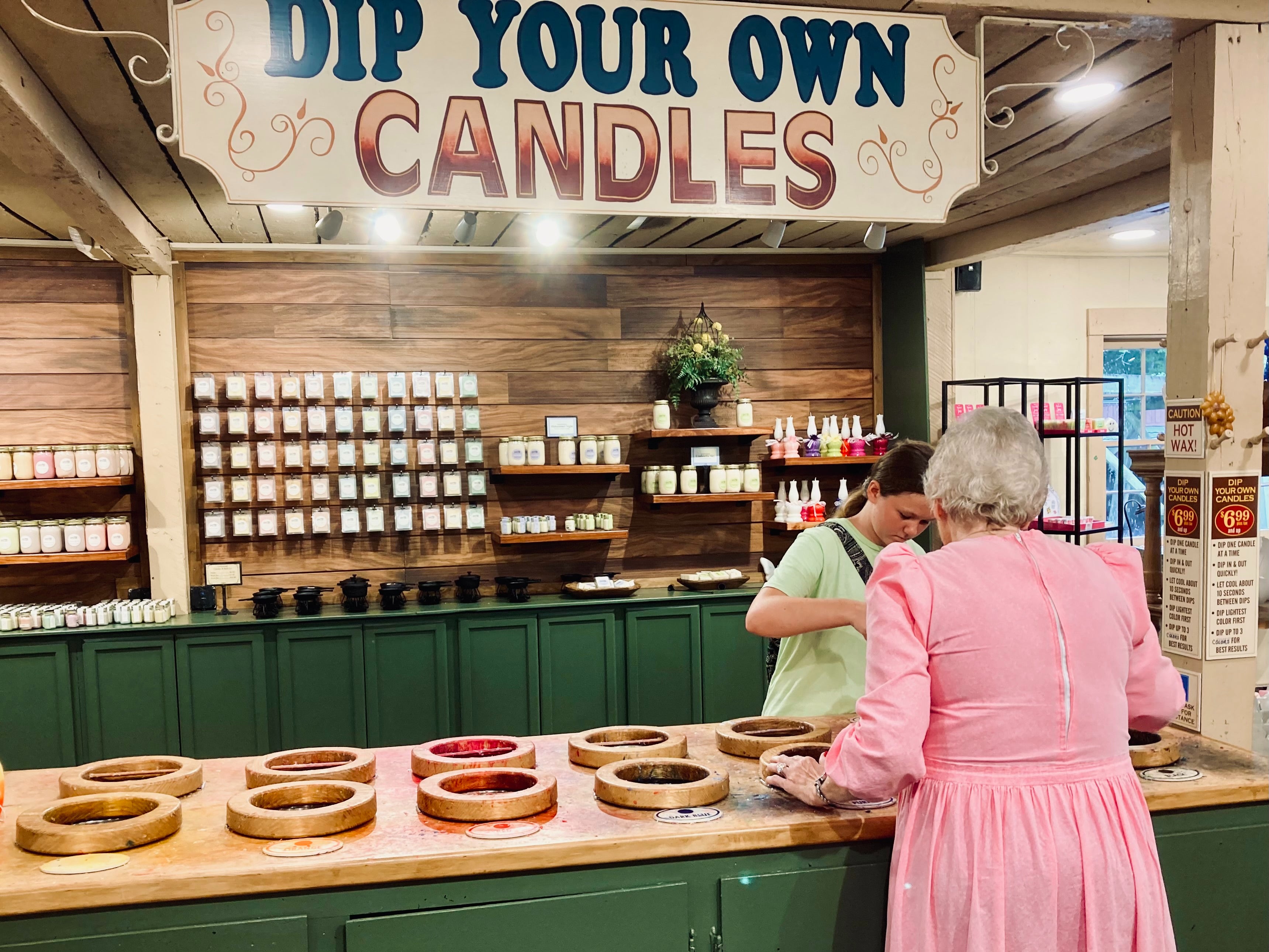 Candle dipping at Dollywood