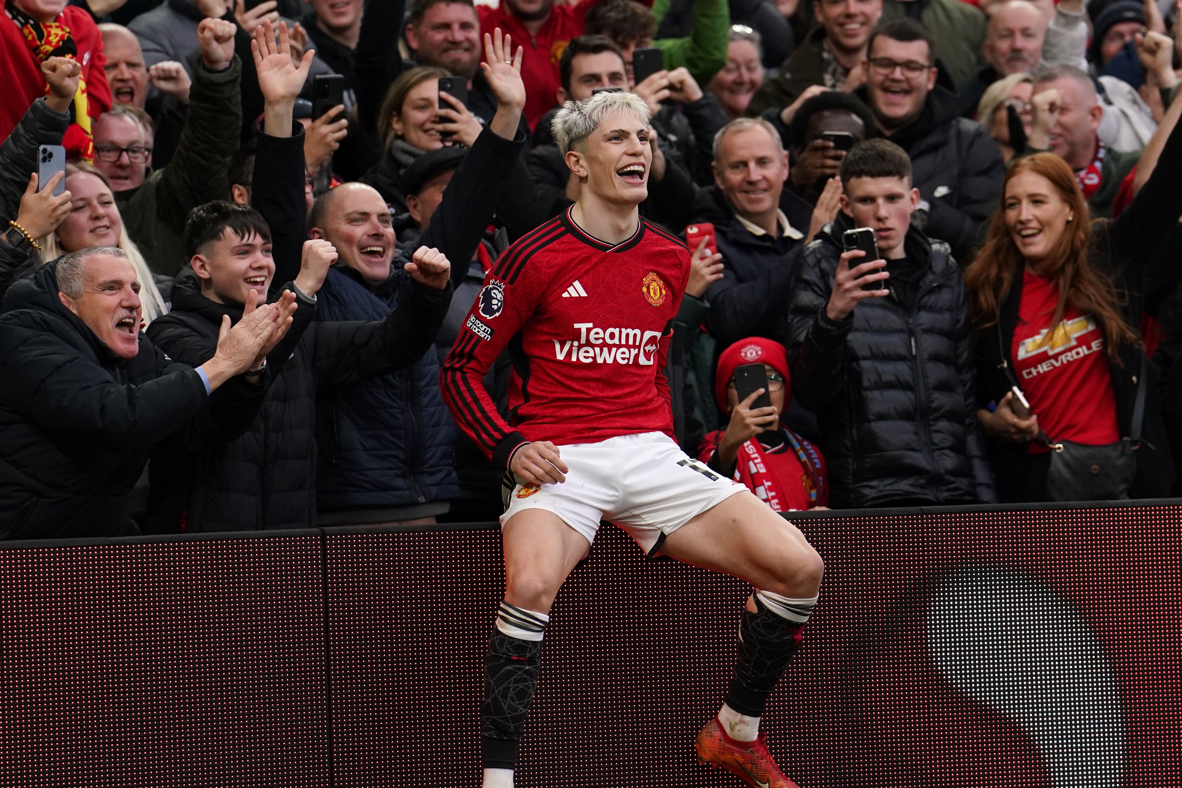 Manchester United winger Alejandro Garnacho scored twice in Sunday’s 3-0 win over West Ham (Martin Rickett/PA)