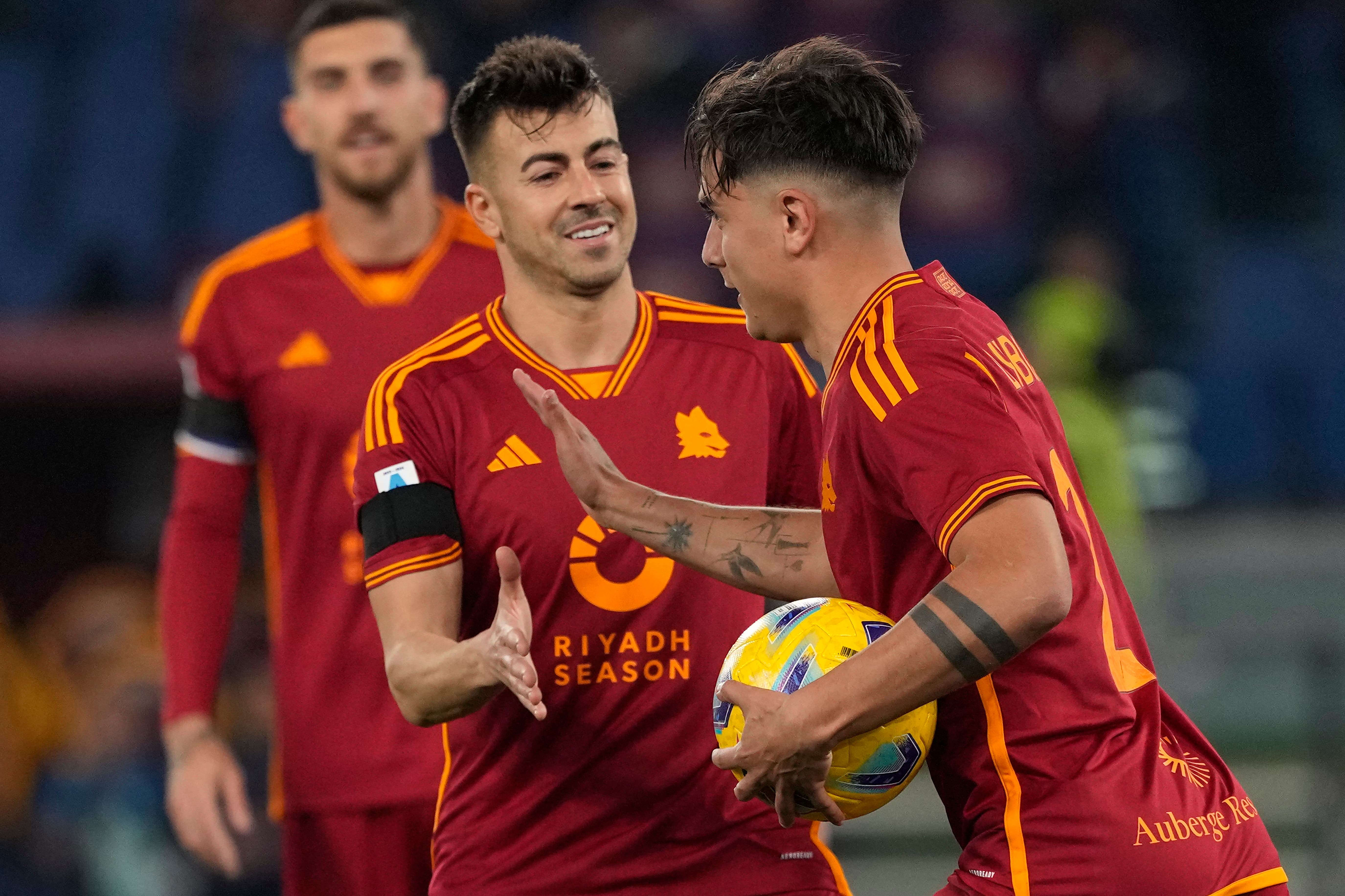 Paulo Dybala, right, scored twice as Roma cruised to a 4-0 win over Cagliari (Andrew Medichini/AP)