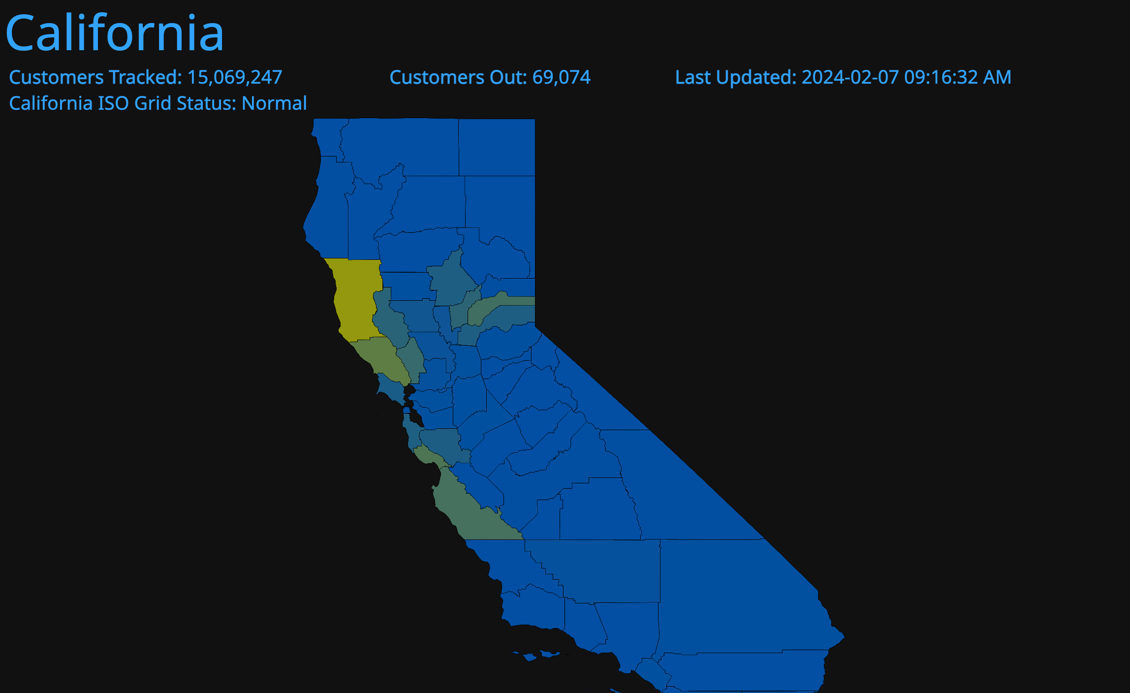 Power outages declined to 69,000 on Wednesday from half a million customers this weekend