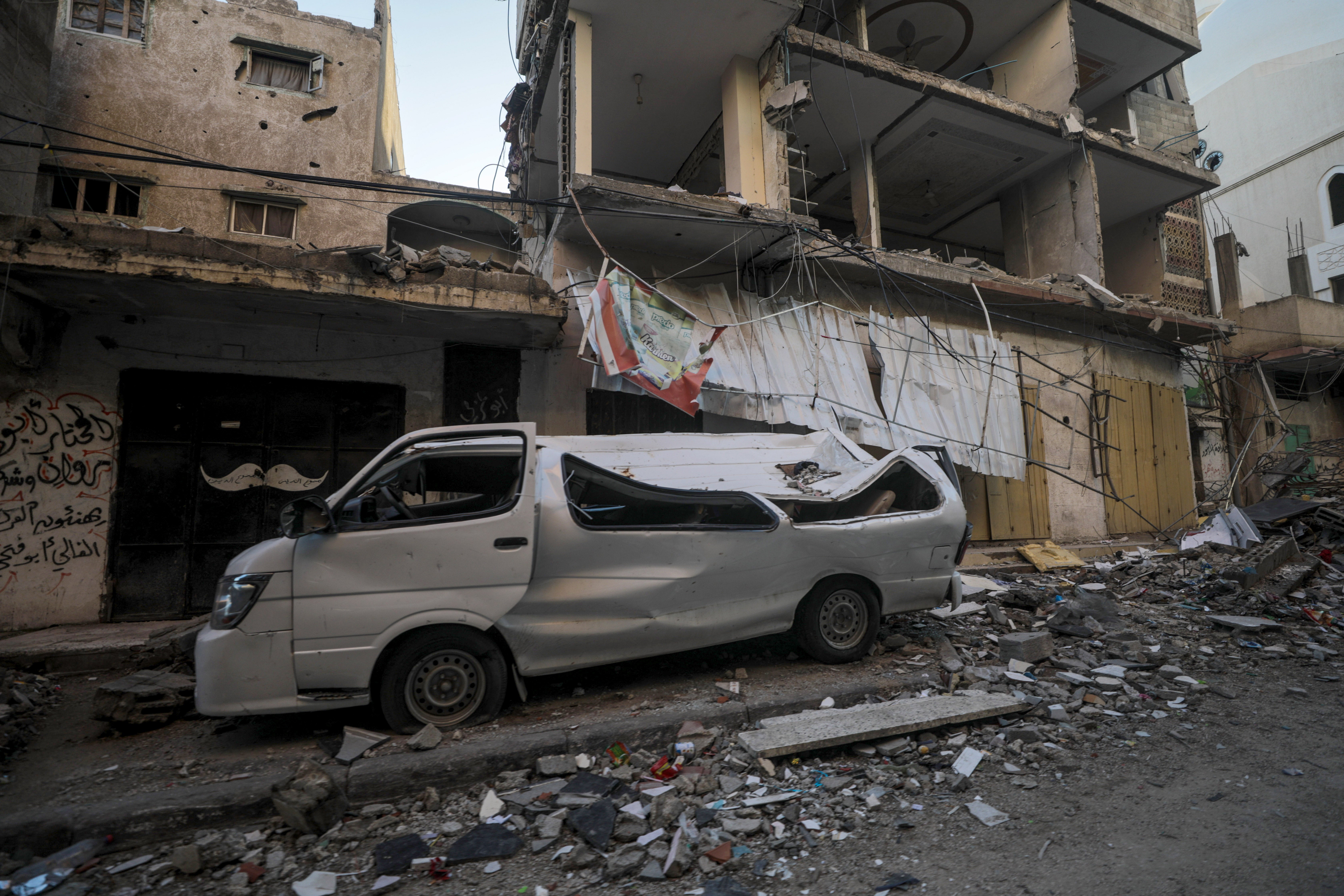 Al Bureije refugee camp in Gaza after an Israeli airstrike on Wednesday