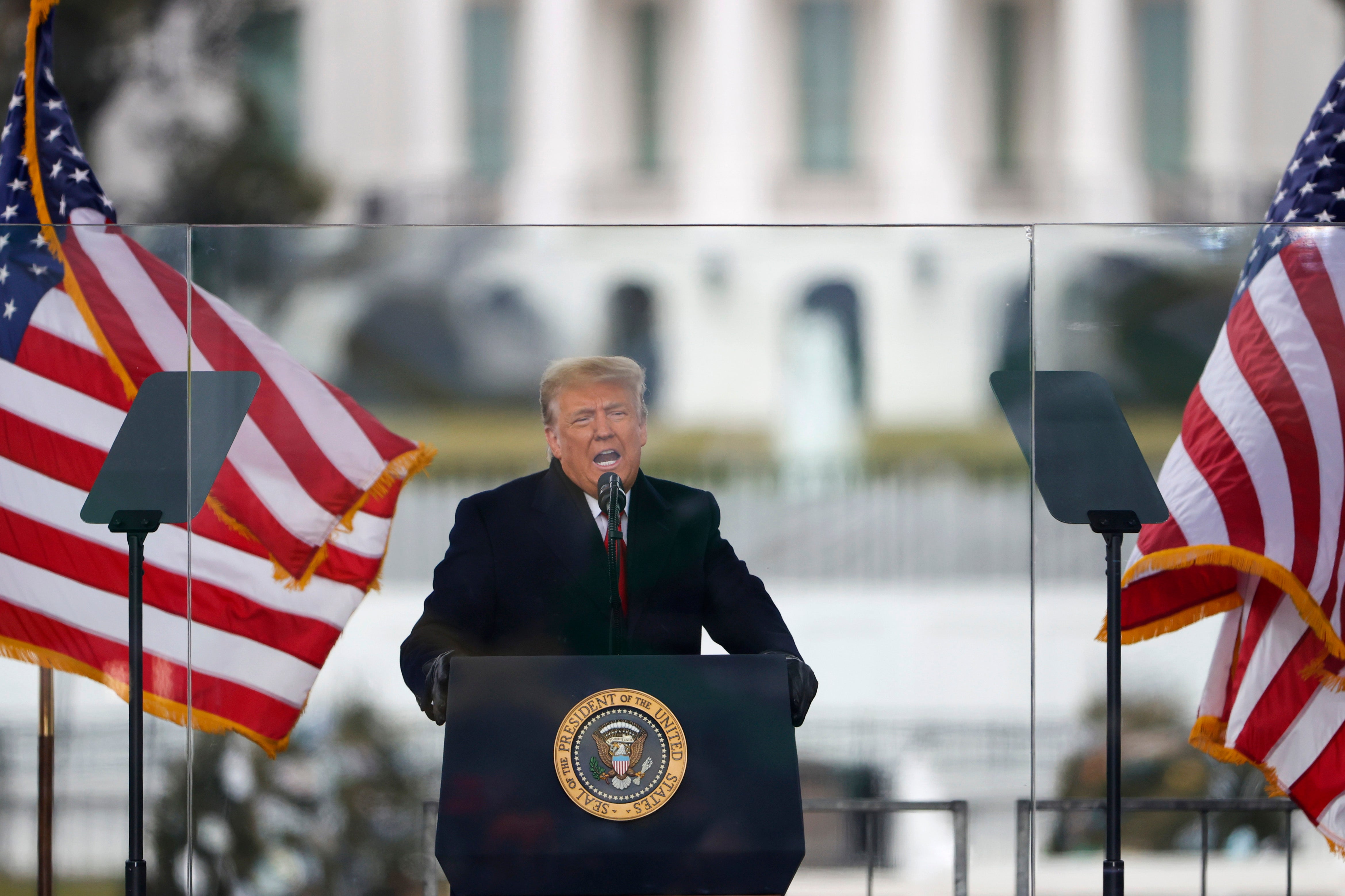 Trump has claimed speech telling supporters to fight to challenge election results in moments before Capitol riot was part of day of ‘love and peace’