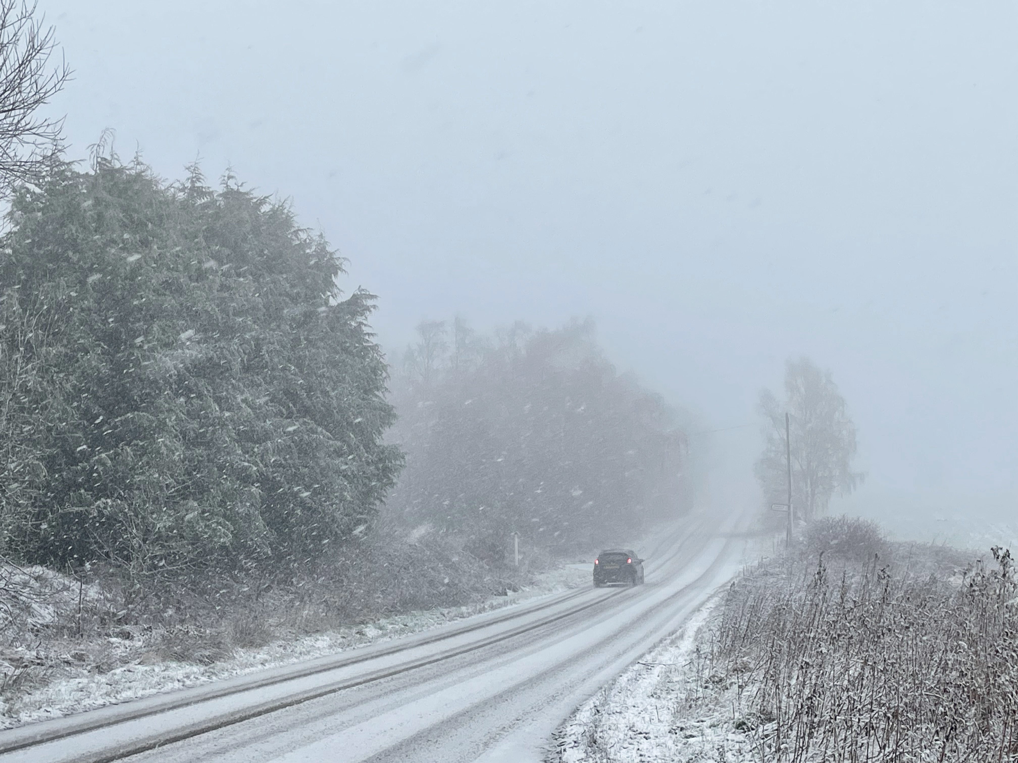 Snow in Worrall in South Yorkshire