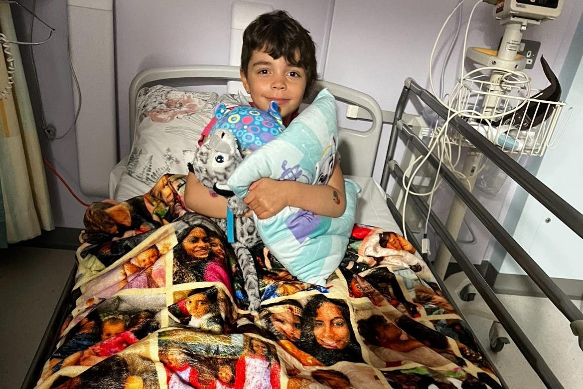 Six-year-old Arianna found a fluffy photo blanket gave her comfort during cancer treatment at Great Ormond Street Hospital (Family handout/GOSH Charity/PA)