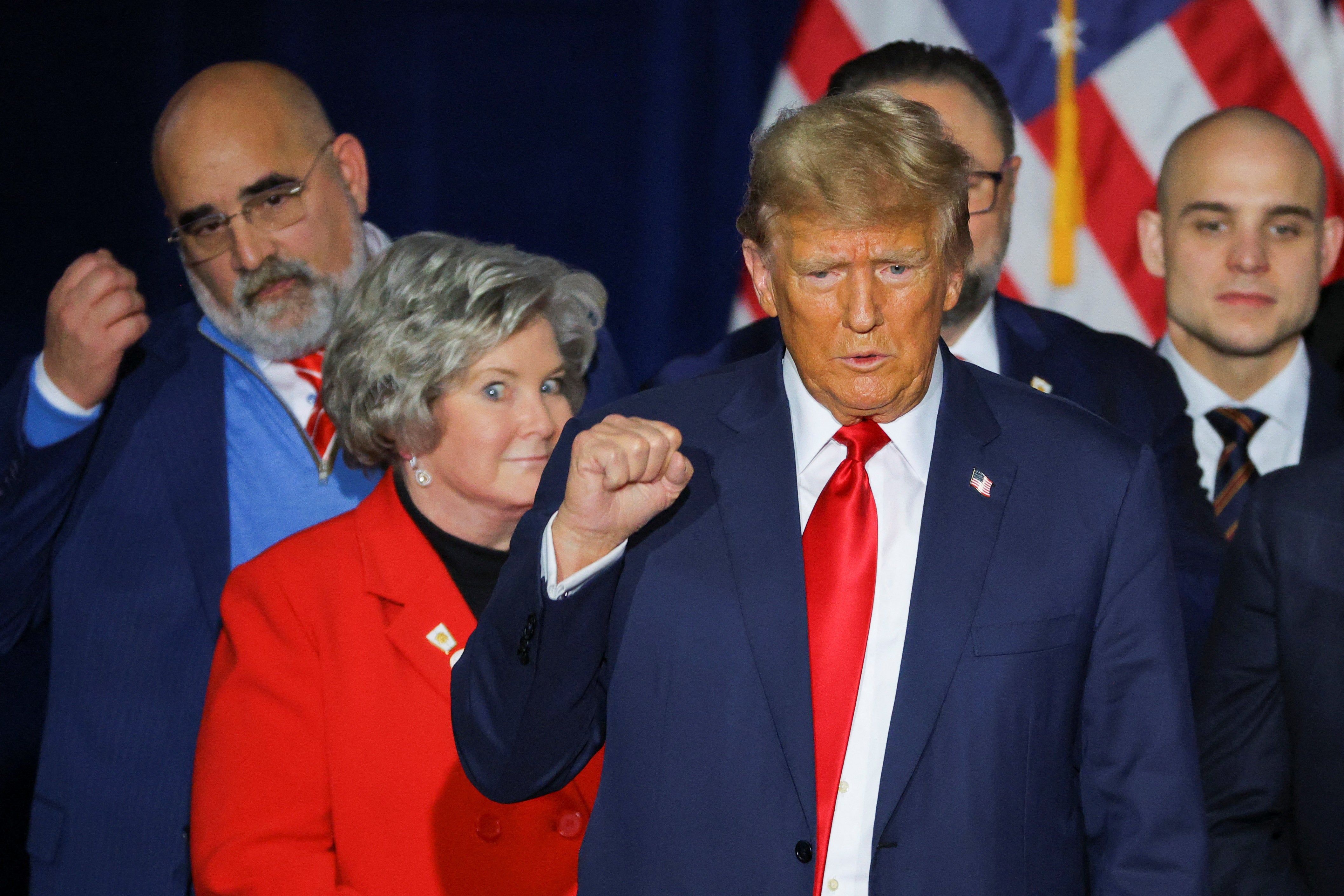 Chris LaCivita and Susie Wiles (back left) have run Trump’s 2024 presidential campaign