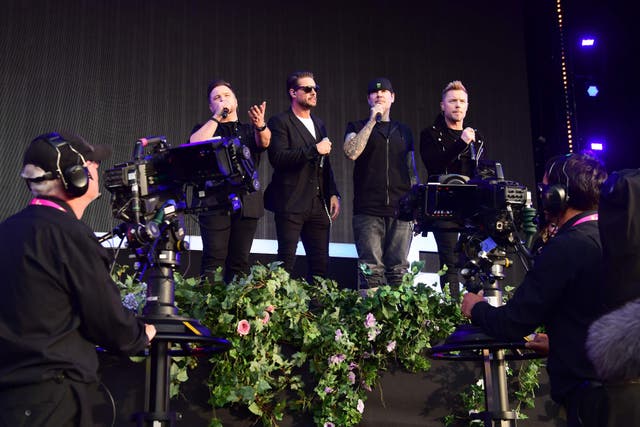 <p>Boyzone on stage during BBC Radio 2 Live in Hyde Park </p>