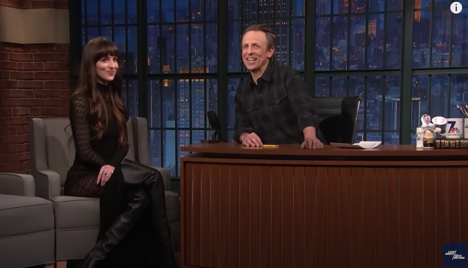 Dakota Johnson discusses her experience on The Office on Late Night with Seth Meyers