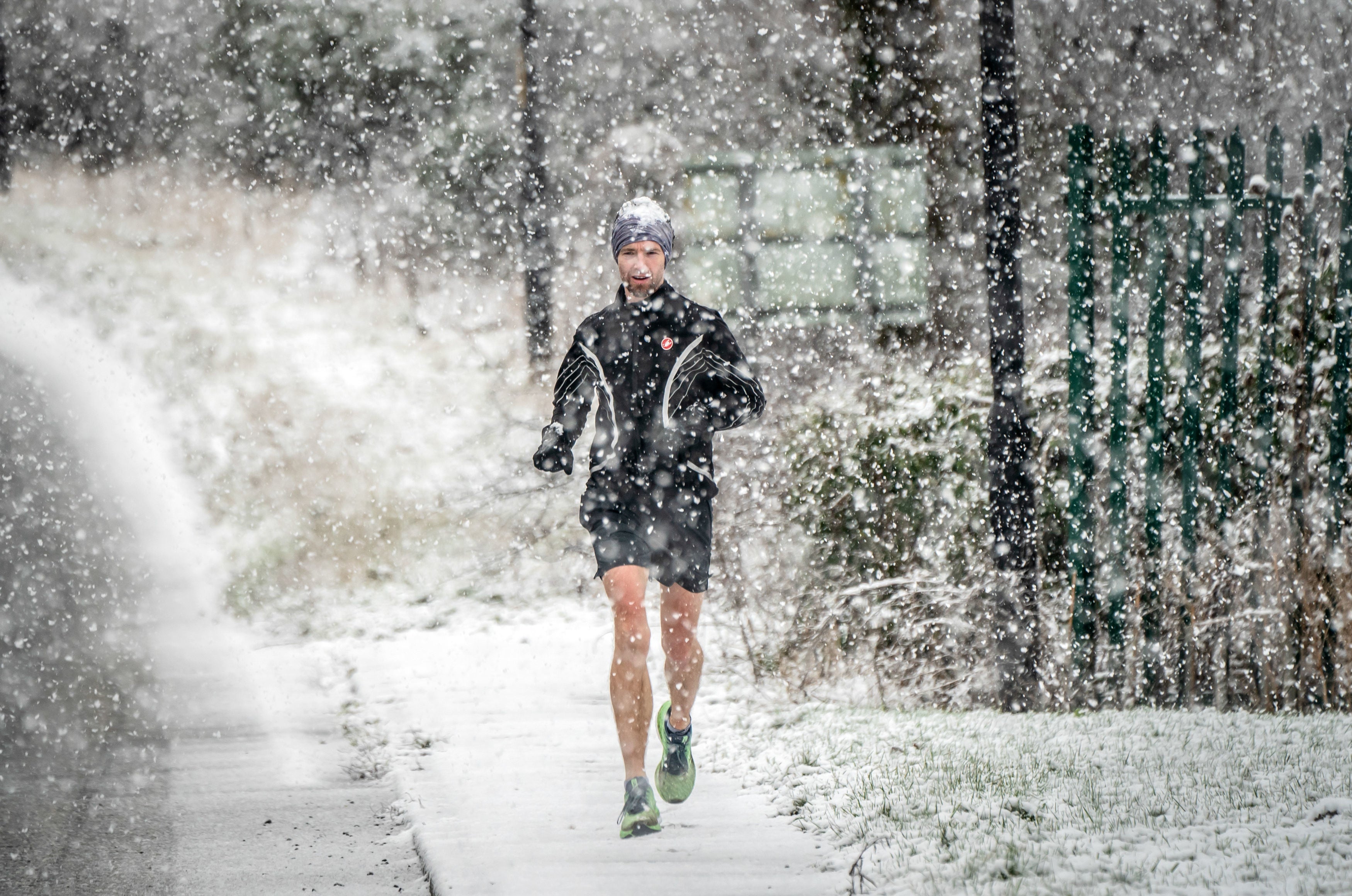 Jogger runs through snow in Knaresborough, in North Yorkshire, earlier this year