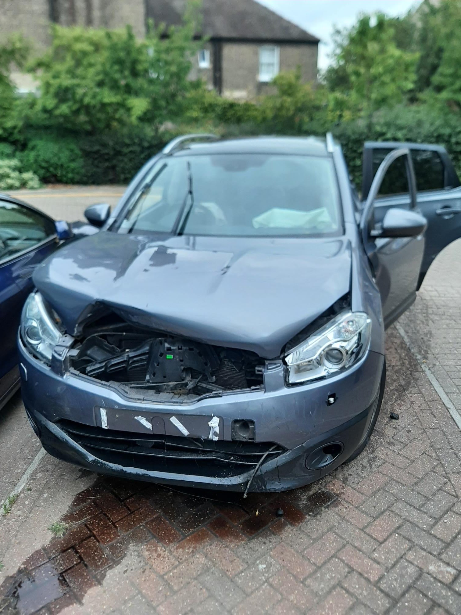 She eventually stopped her car after the damage made it undriveable