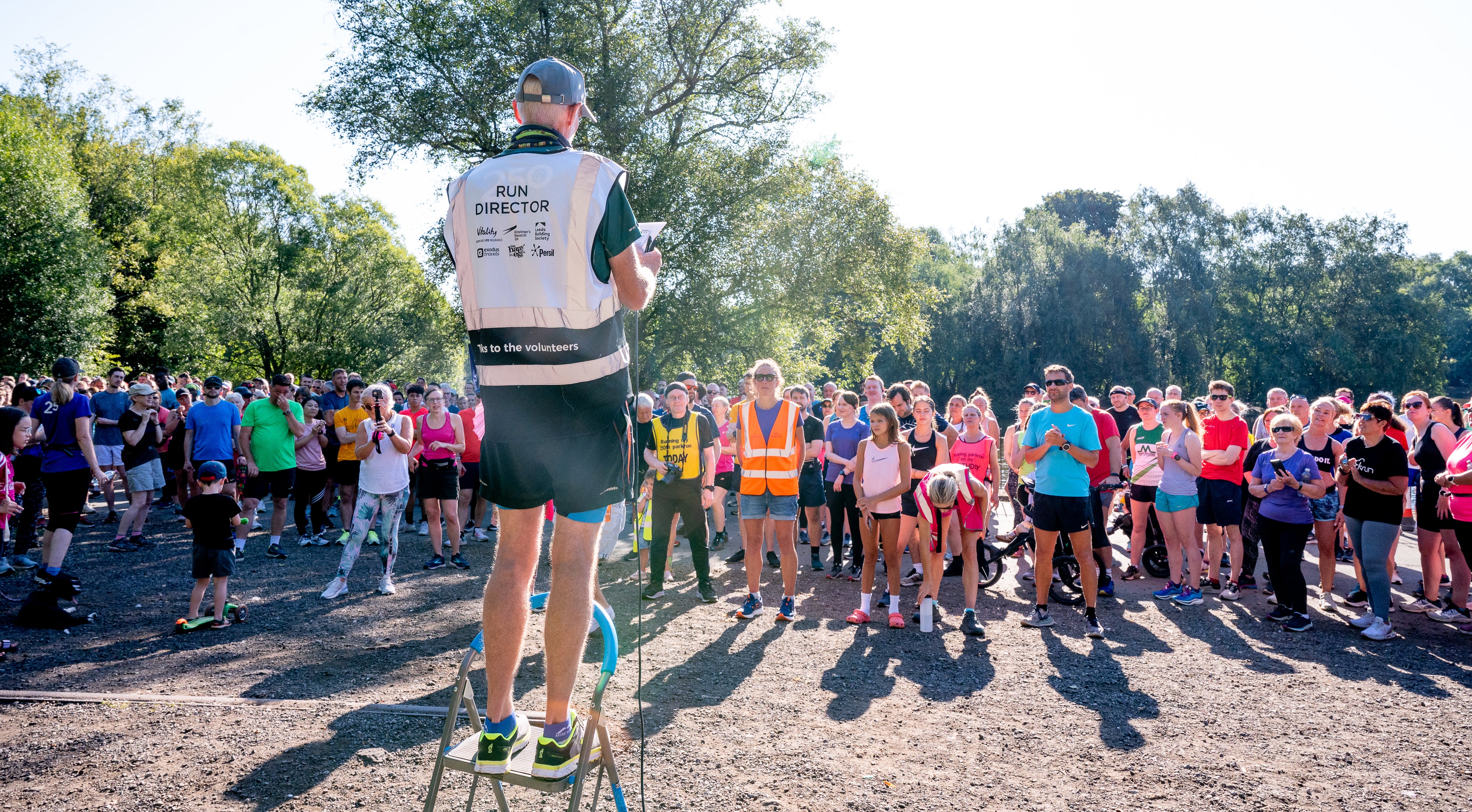 Runners gather at the start line at Heaton Park, Manchester