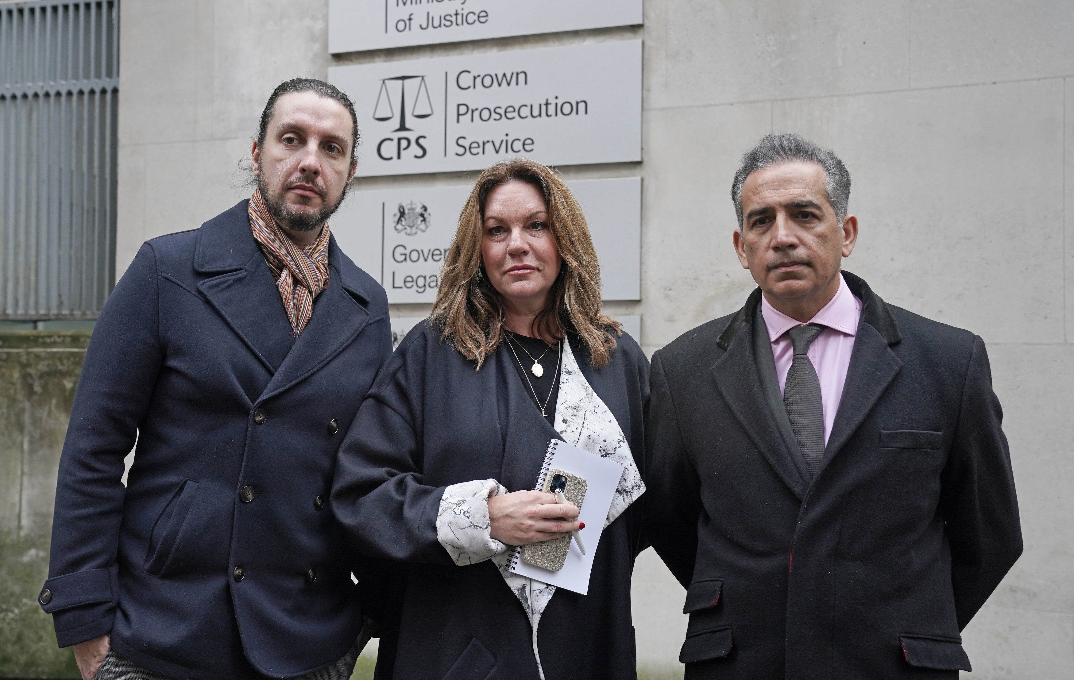 Bereaved: (from left) James Coates, son of Ian Coates, Emma Webber, mother of Barnaby Webber and Sanjoy Kumar, father of Grace O'Malley-Kumar