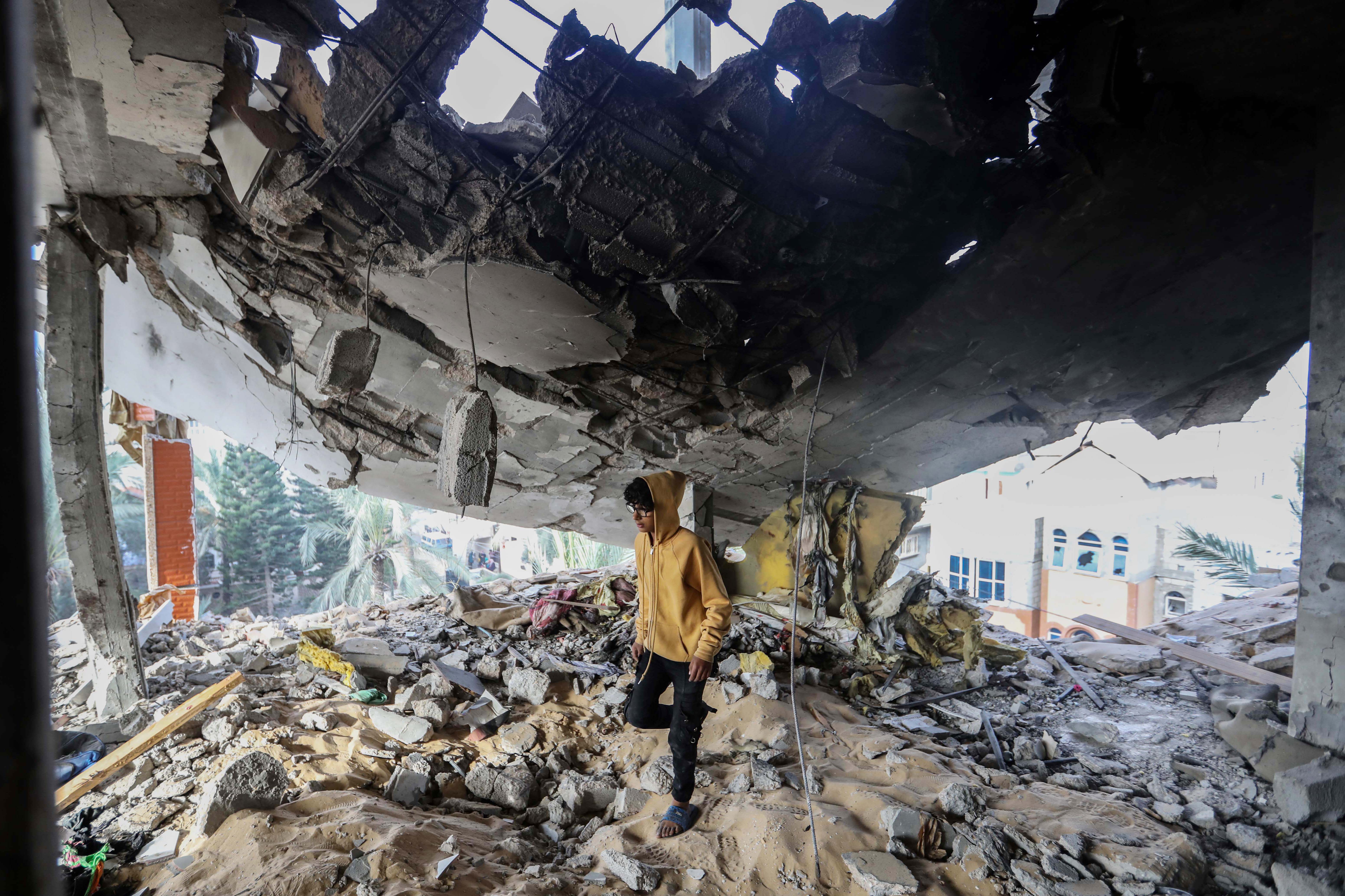 Homes destroyed in Rafah following Israeli airstrikes on Saturday