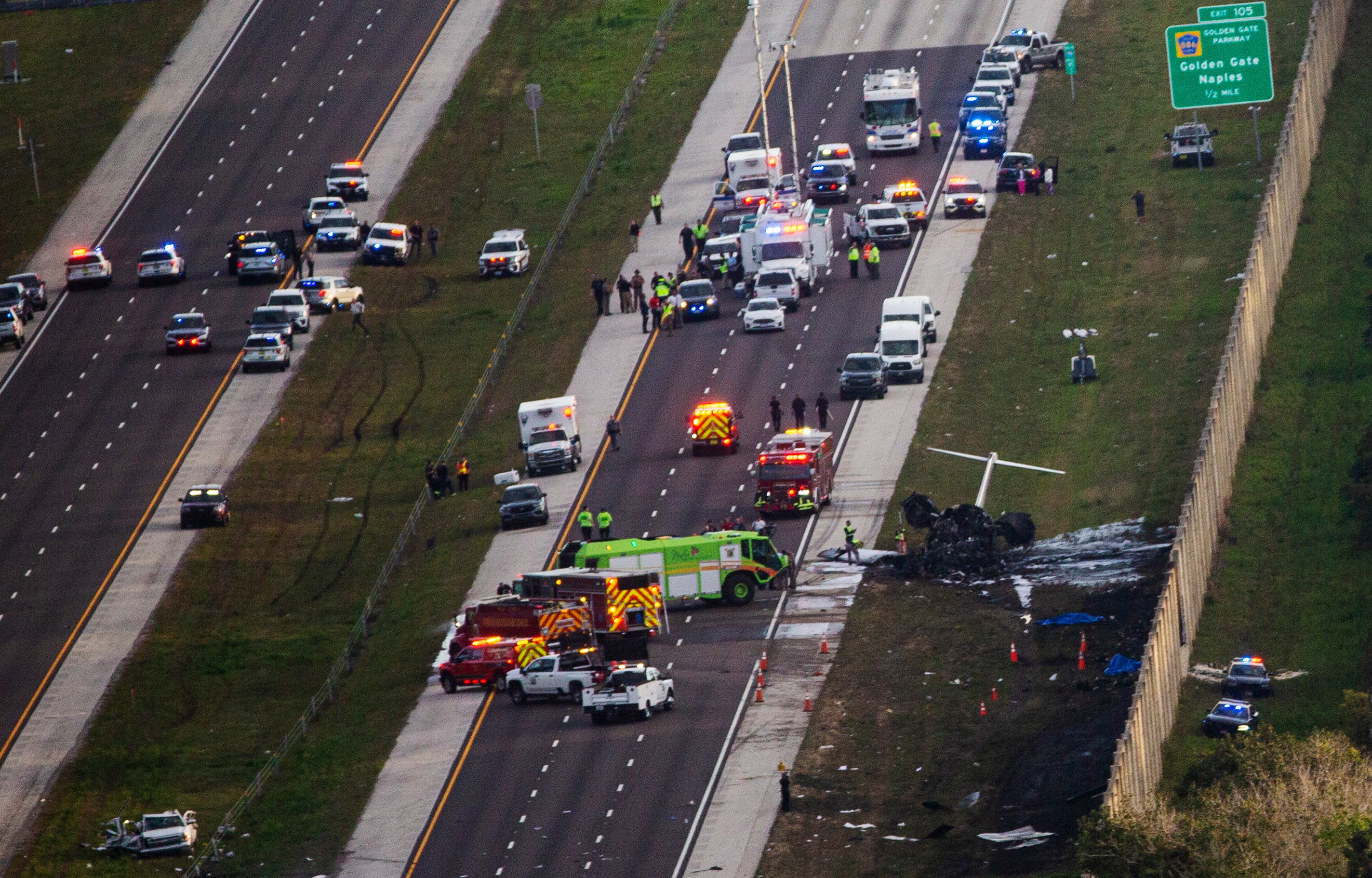 Plane Lands Florida Interstate