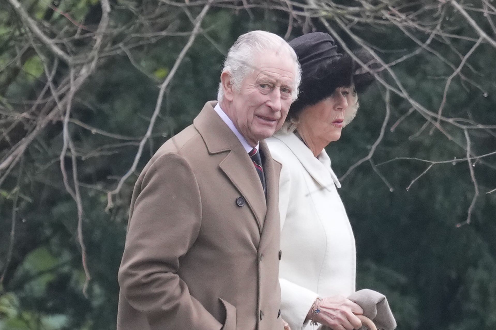 Charles and Camilla arrive to attend a Sunday church service in Sandringham (PA)