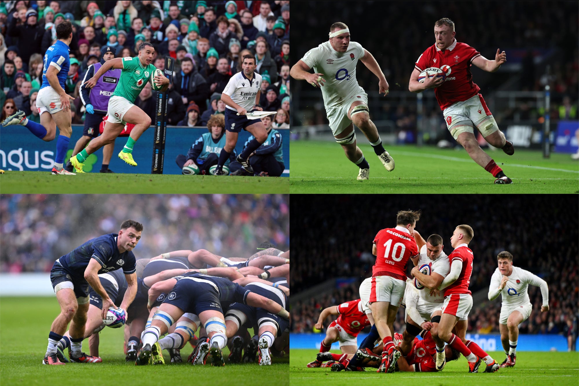 James Lowe, Tommy Reffell, Ben Earl and Ben White (clockwise from top left) were among the standout players in round two of the Six Nations