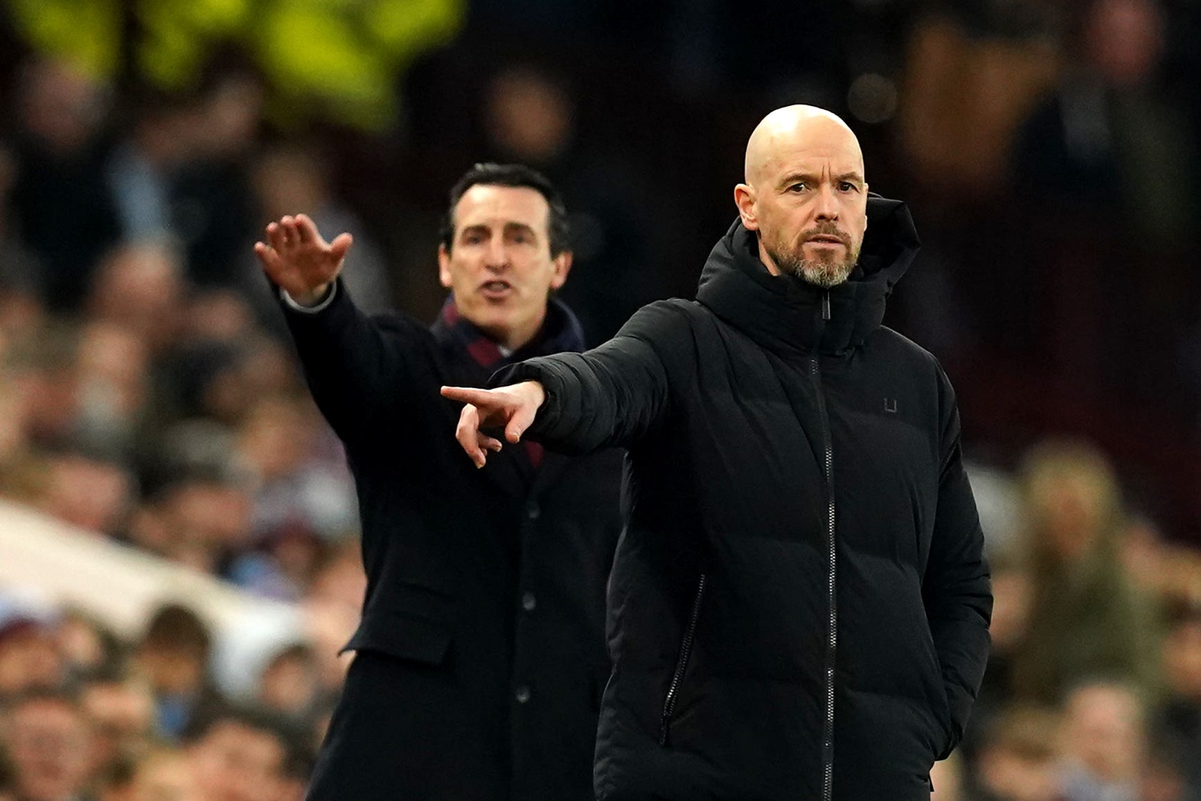 Manchester United manager Erik ten Hag (right) got the better of Aston Villa manager Unai Emery (Martin Rickett/PA)