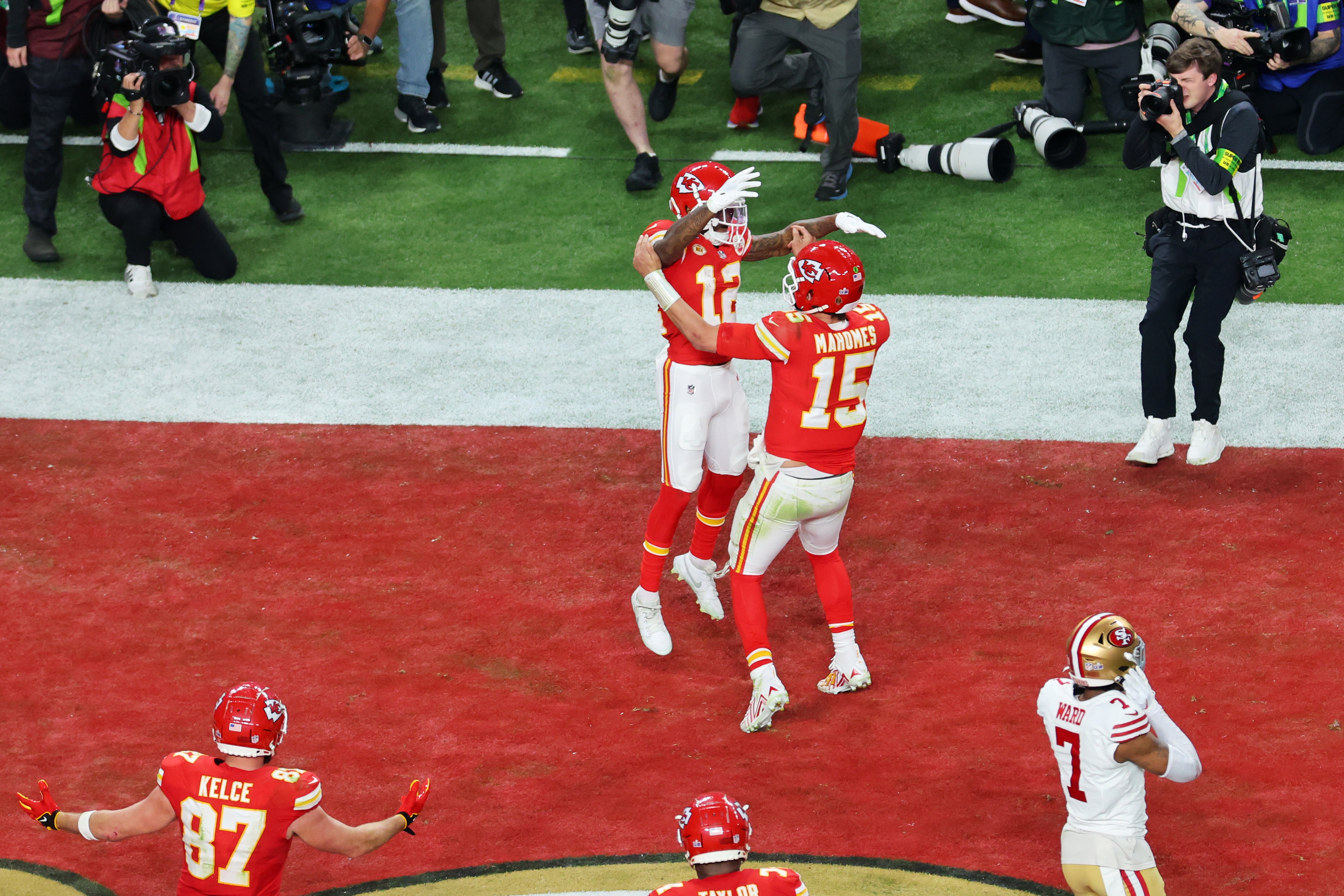 Mecole Hardman Jr. of the Kansas City Chiefs celebrates