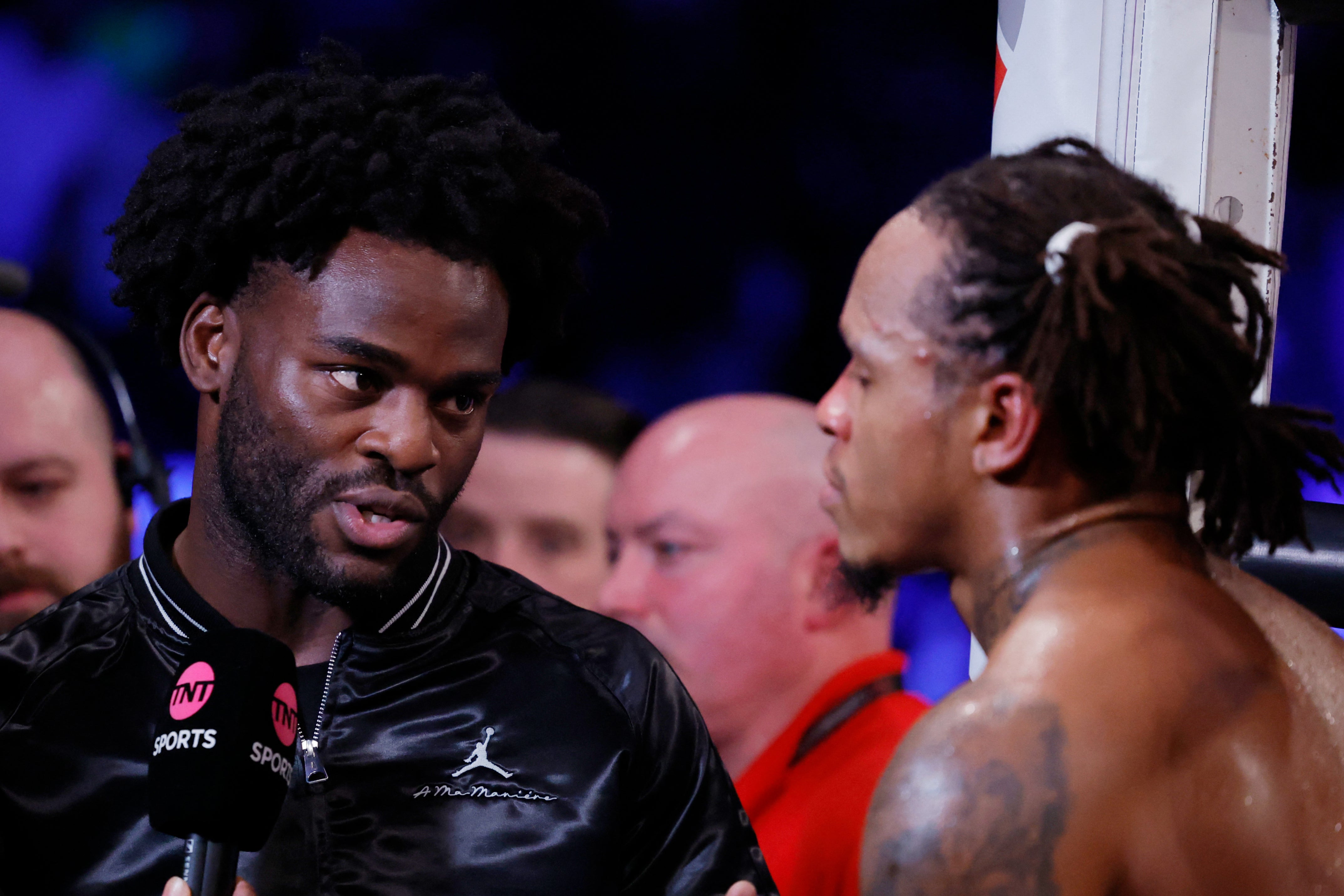 Buatsi exchanging words with Anthony Yarde in February