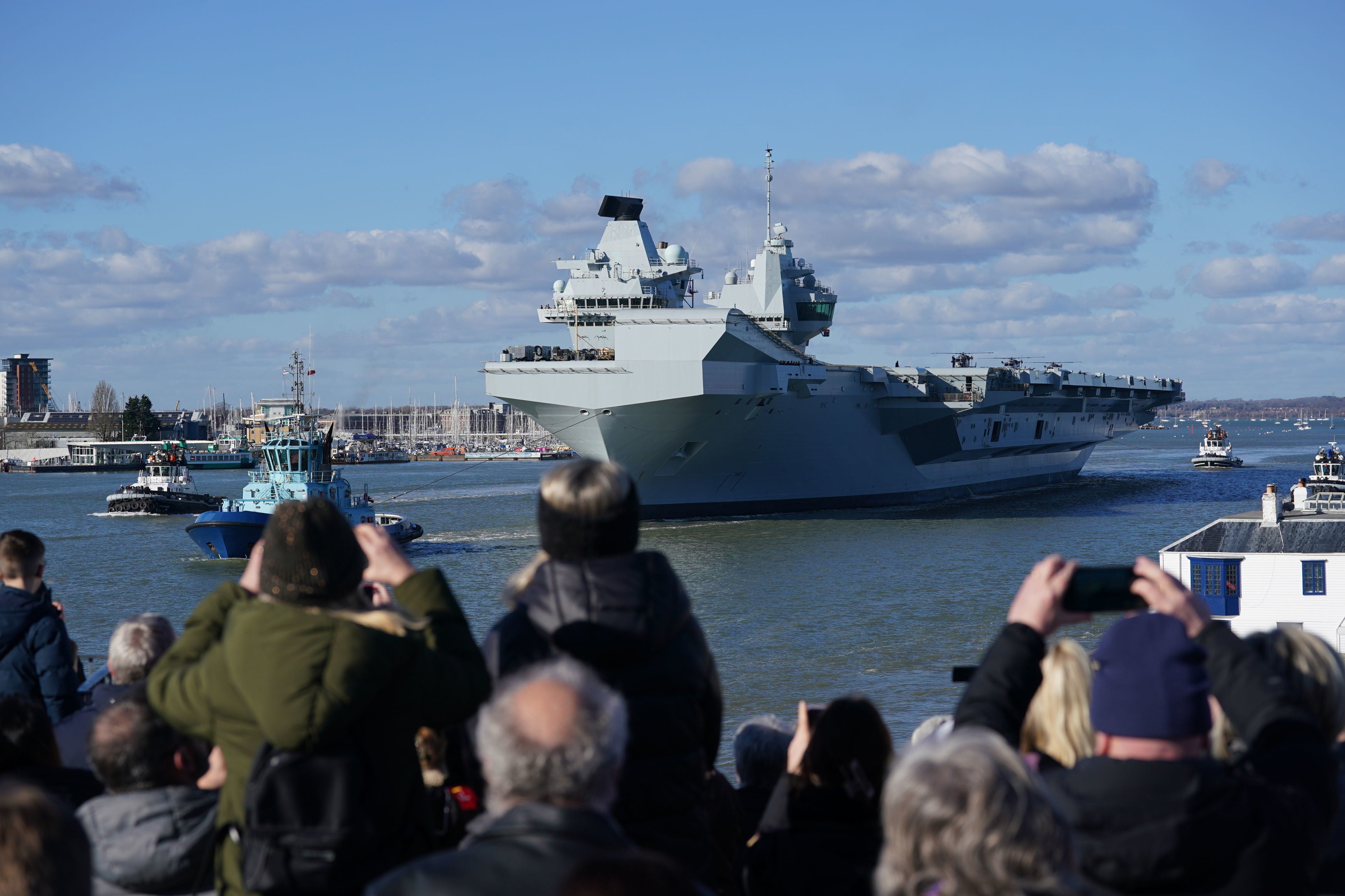 Royal Navy aircraft carrier HMS Prince of Wales sets sail from Portsmouth Harbour to lead the largest Nato exercise since the Cold War