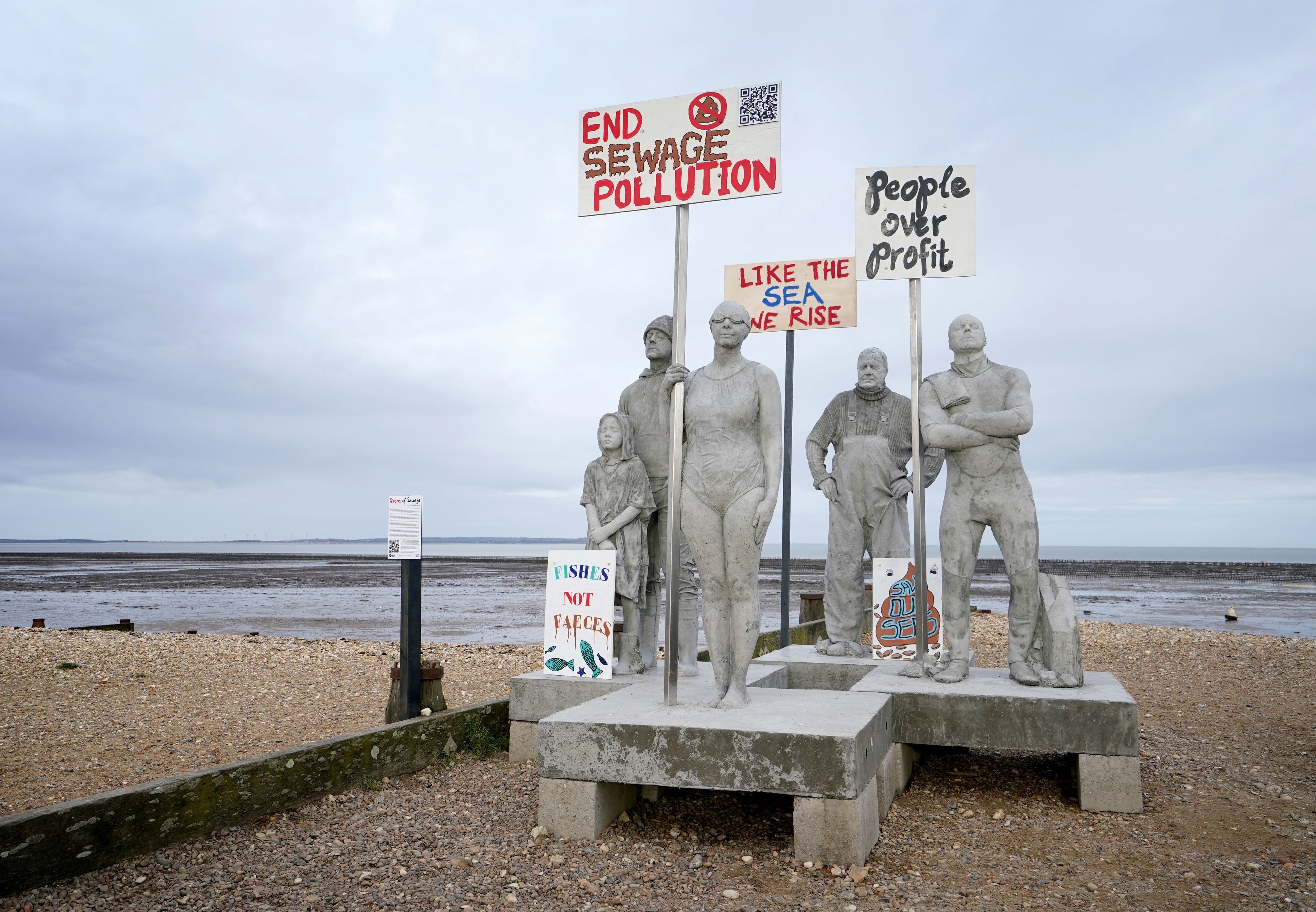 Campaigners protest against sewage spills in Whitstable, Kent