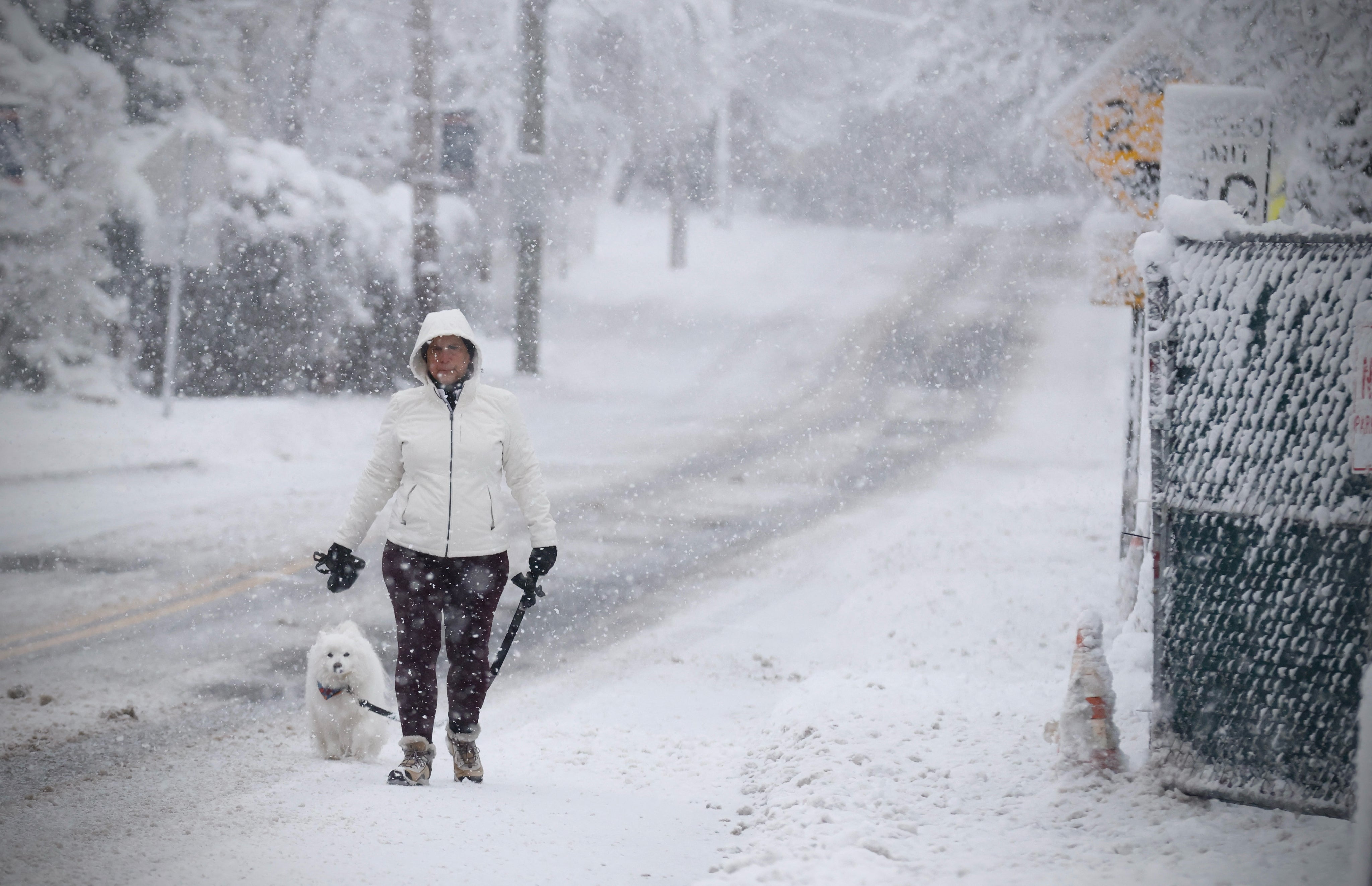 Several inches of snow have already hit New York state, pictured above