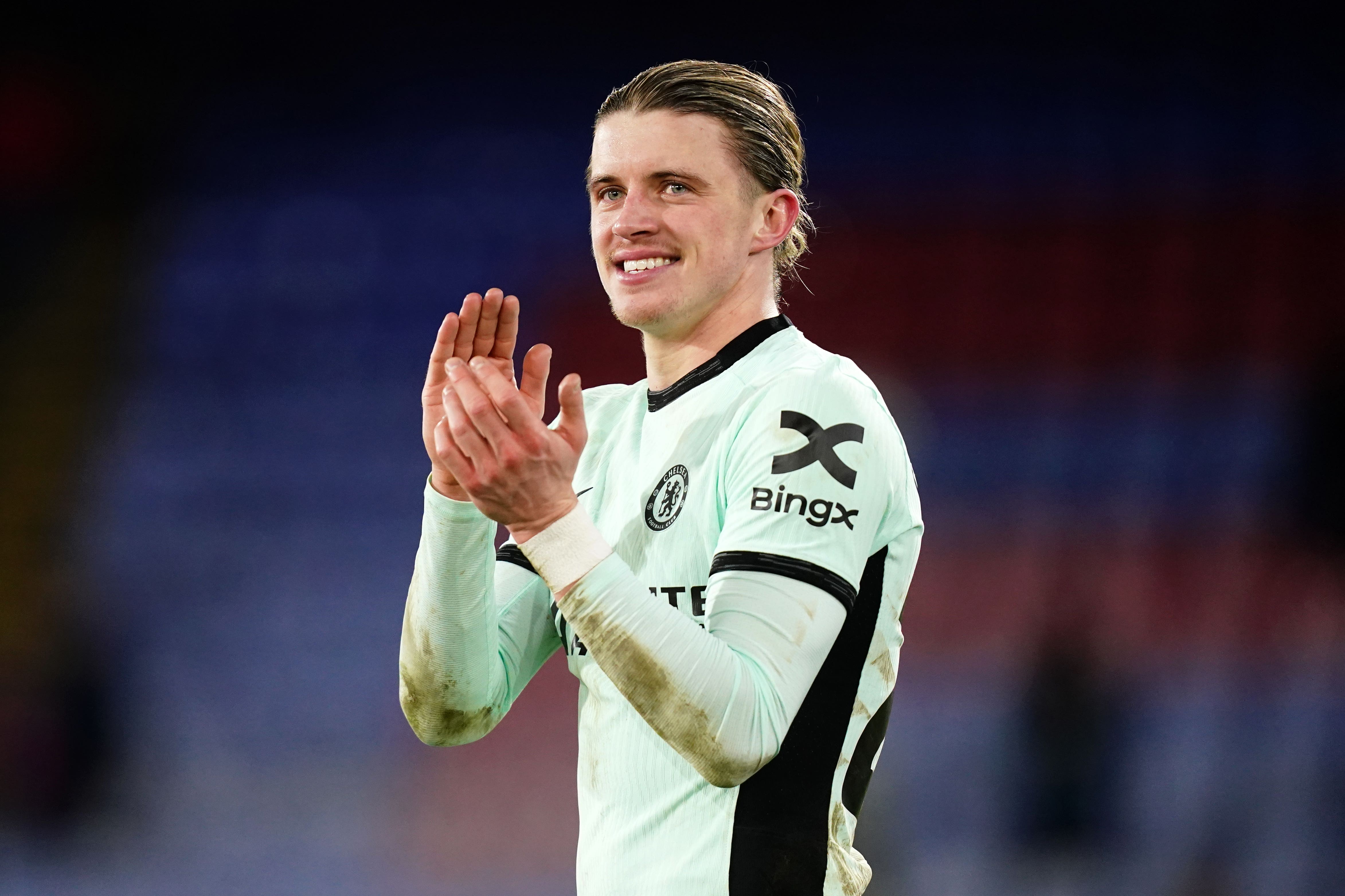 Chelsea’s Conor Gallagher celebrates victory over Crystal Palace (John Walton/PA).