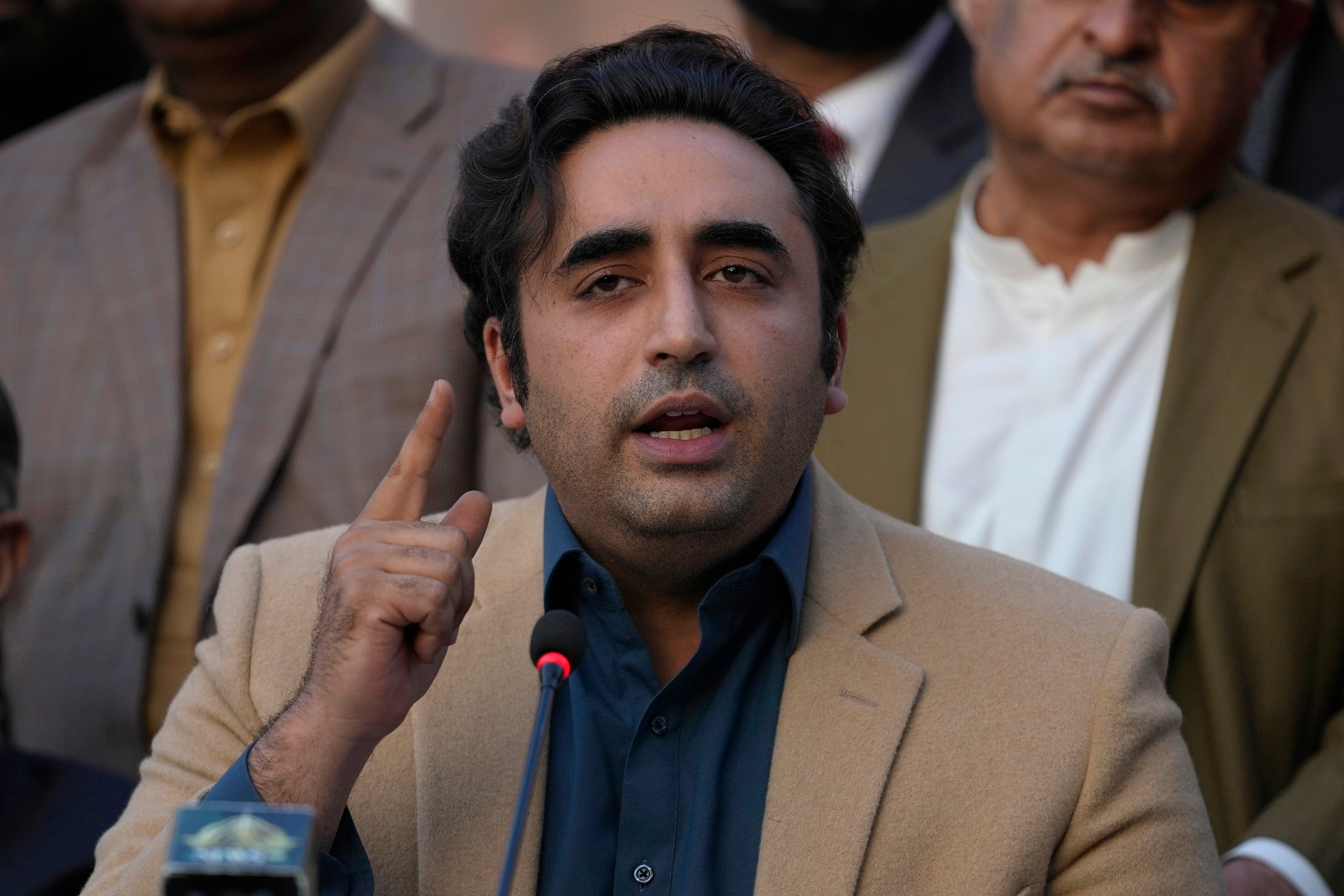 Bilawal-Bhutto Zardari, Chairman of Pakistan People’s Party speaks during a press conference regarding parliamentary elections, in Islamabad, Pakistan, Tuesday, 13 February 2024