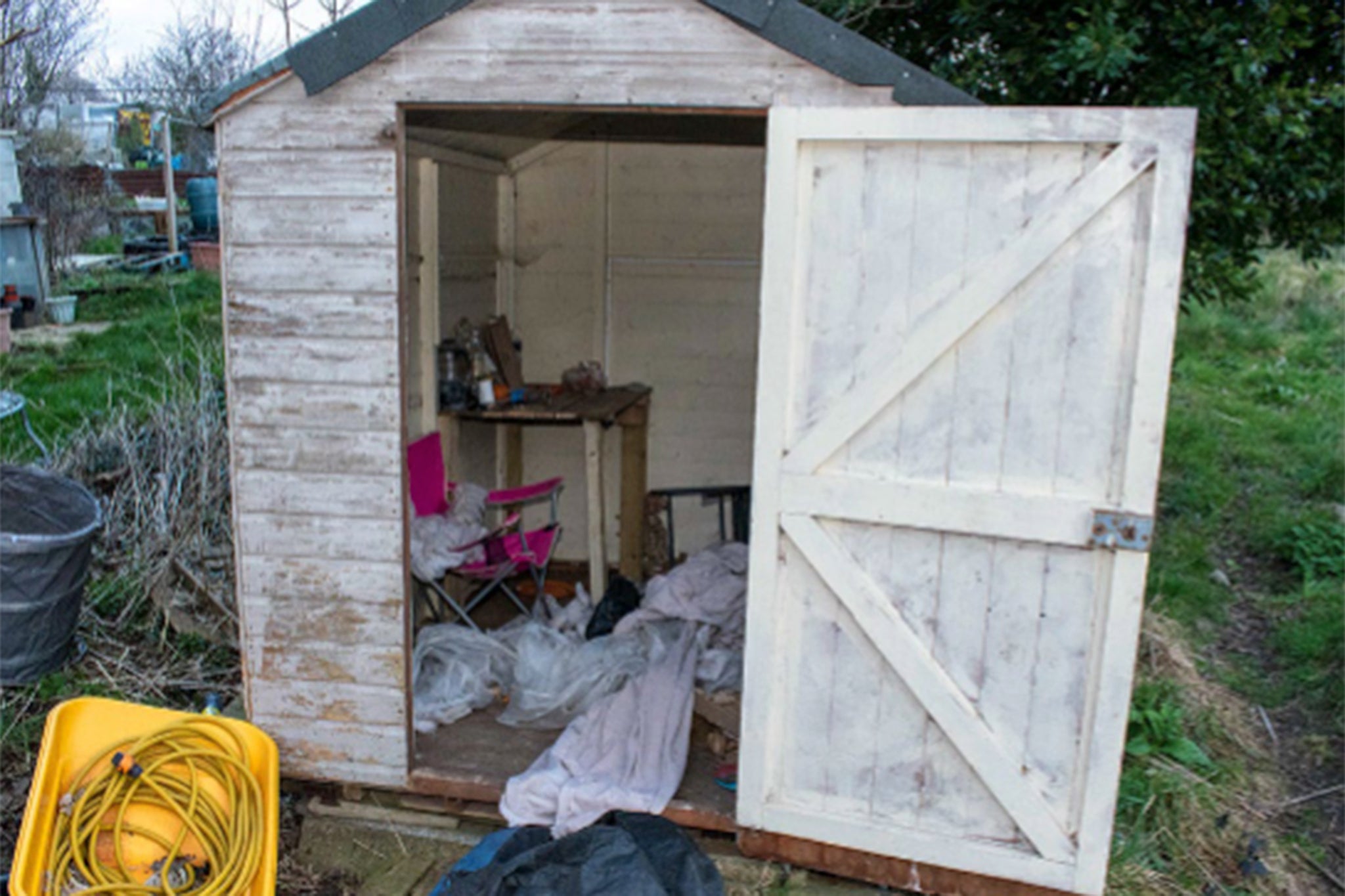 Shed in which bag containing body of Constance Marten and Mark Gordon’s baby was found