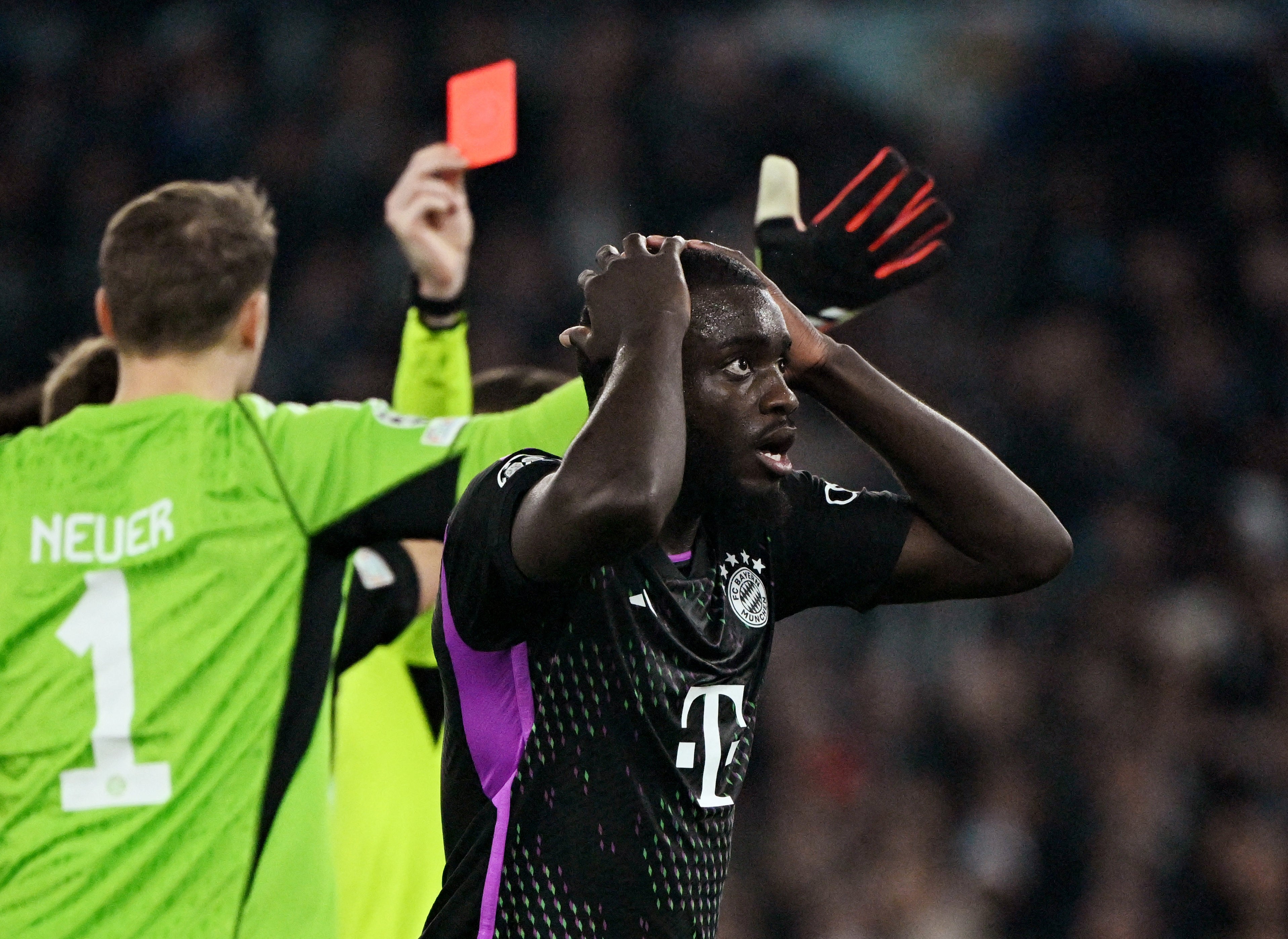 Dayot Upamecano was apoplectic after receiving a straight red card