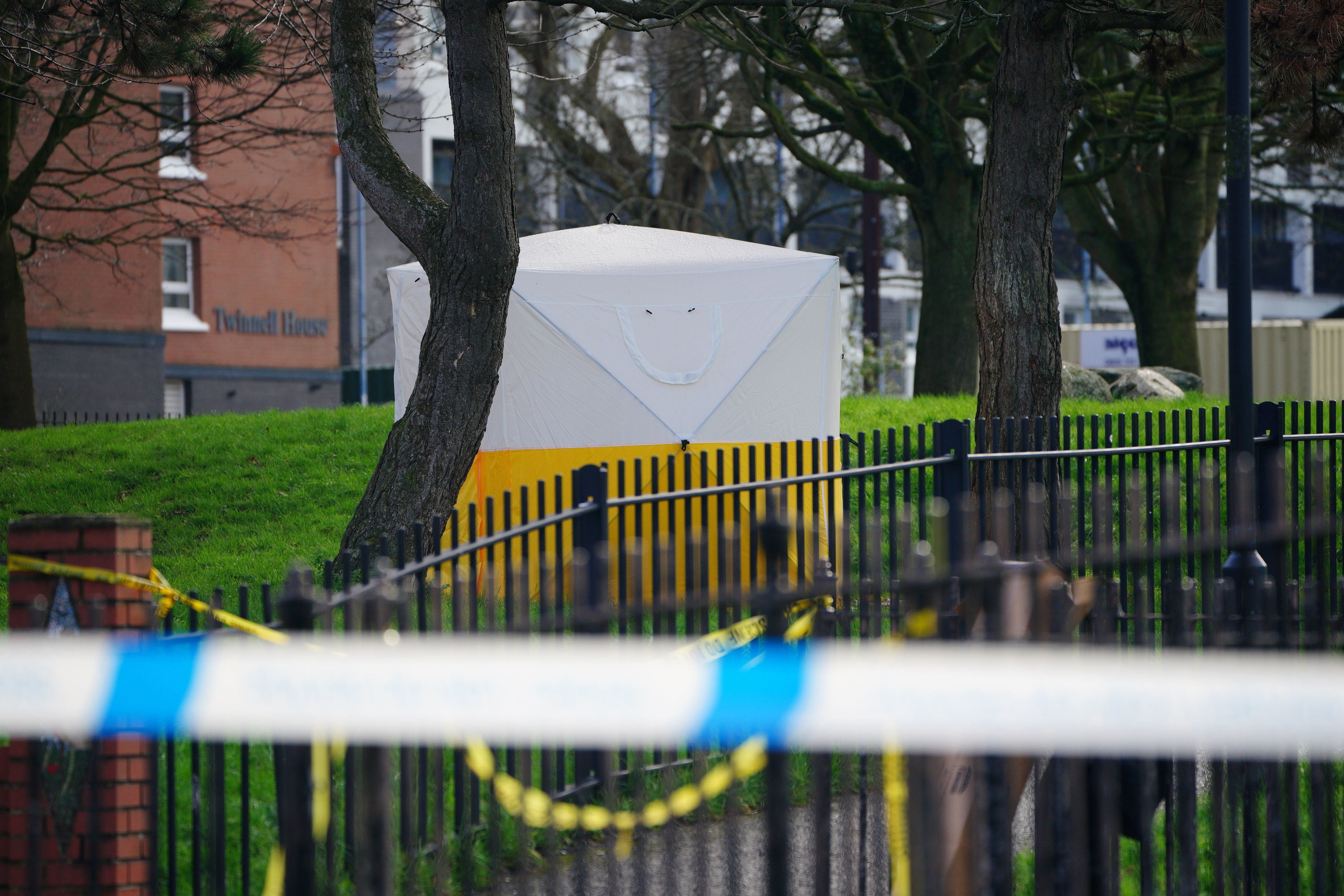 A police tent at Rawnsley Park near to the scene in the St Philips area of Bristol where a 16-year-old boy has died after being stabbed on Wednesday evening