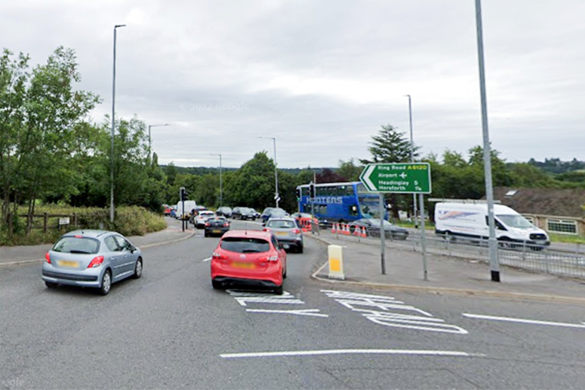 A stretch of the A6120 near Leeds, West Yorkshire, where a four-month-old boy was killed in a collision