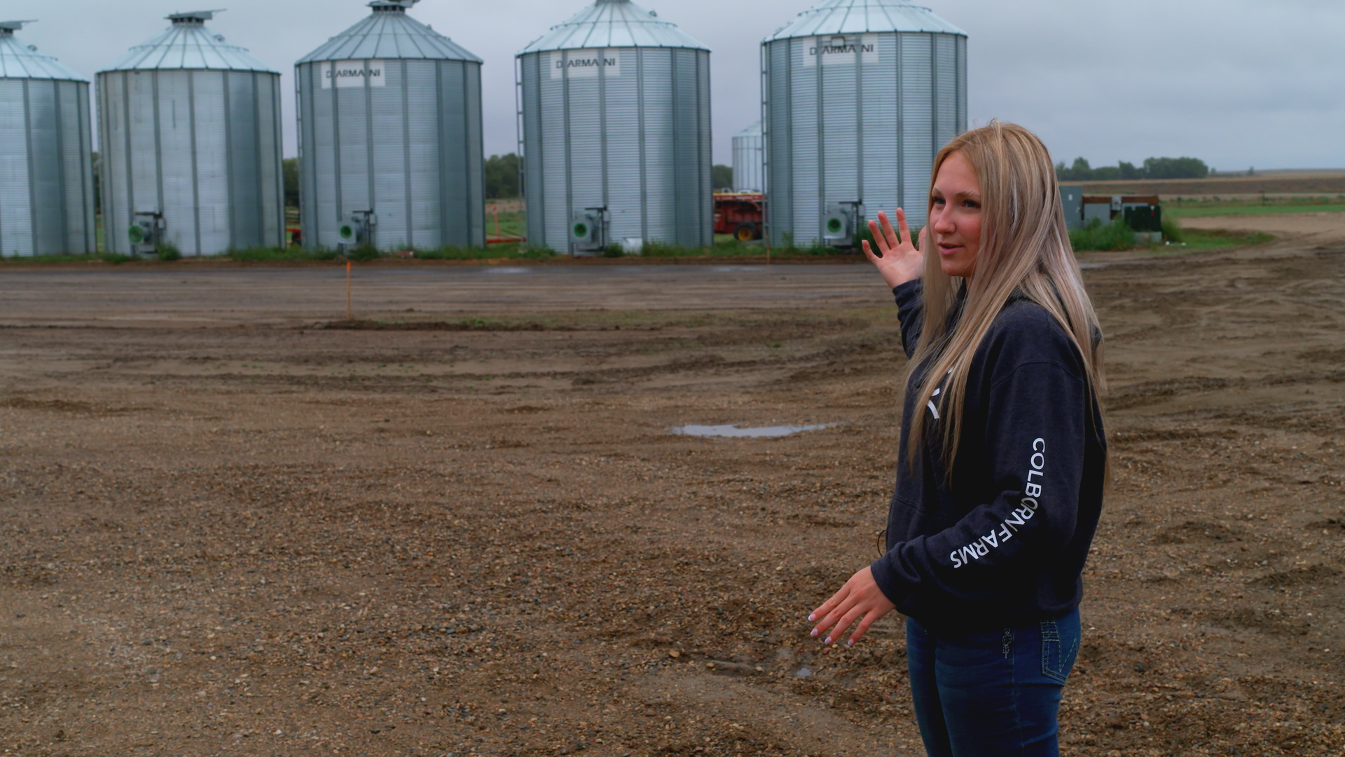 Cadence Colborn, 16, on the family farm in Canada