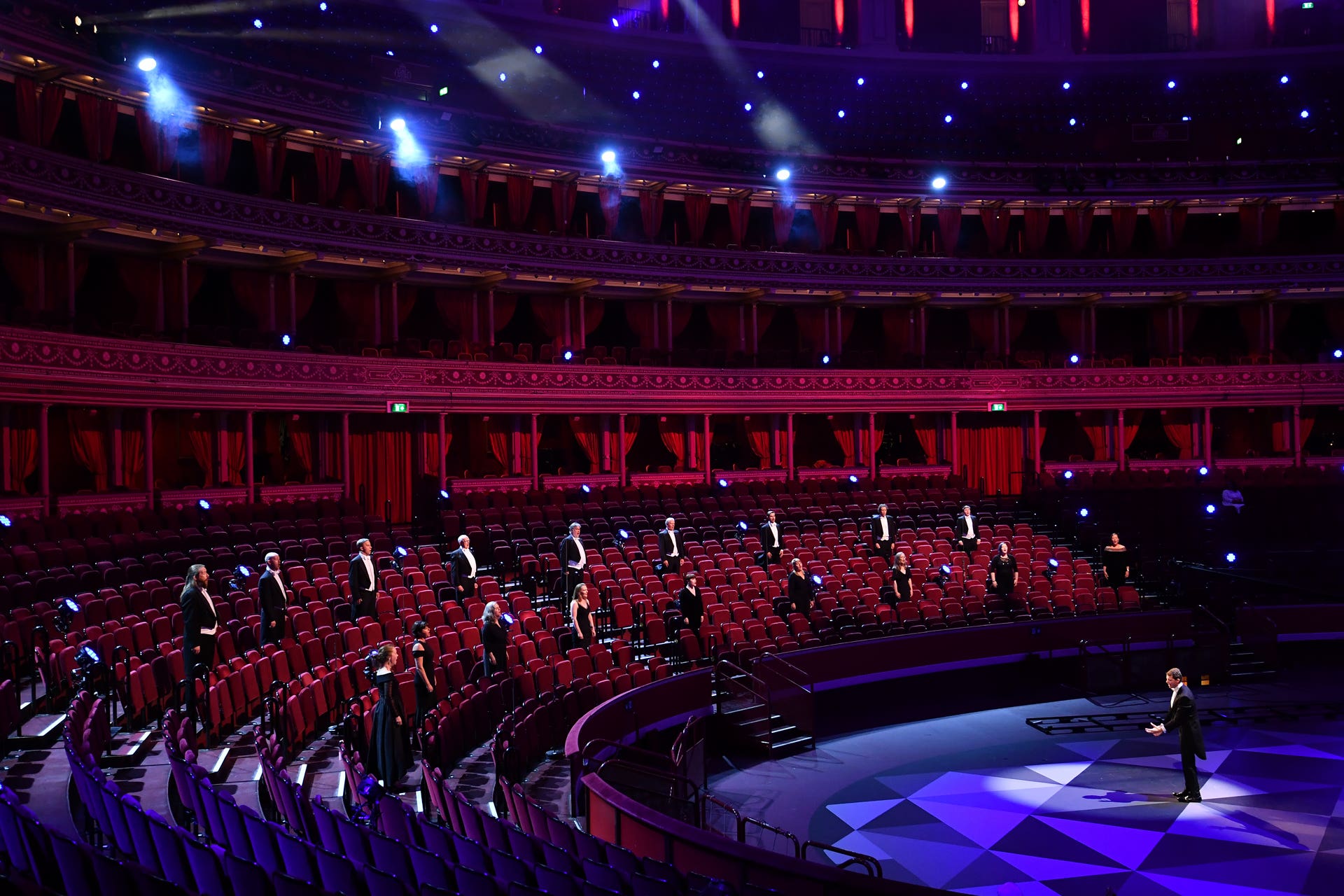 Nicholas Chalmers conducting the BBC Singers during the First Night of the Proms 2020 (Chris Christodoulou/BBC/PA)