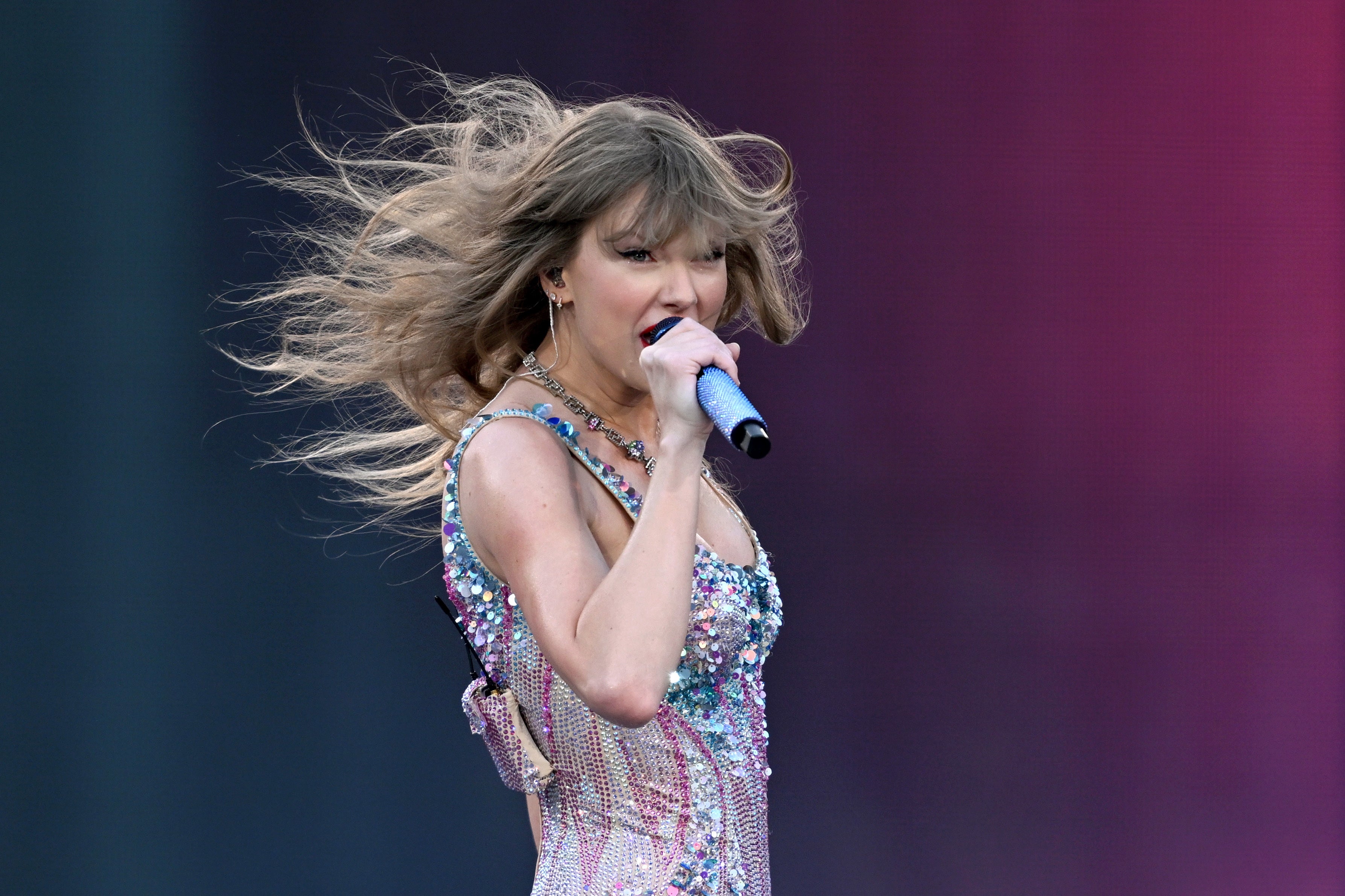 Swift performs in Melbourne, Australia, Friday 16 February 2024