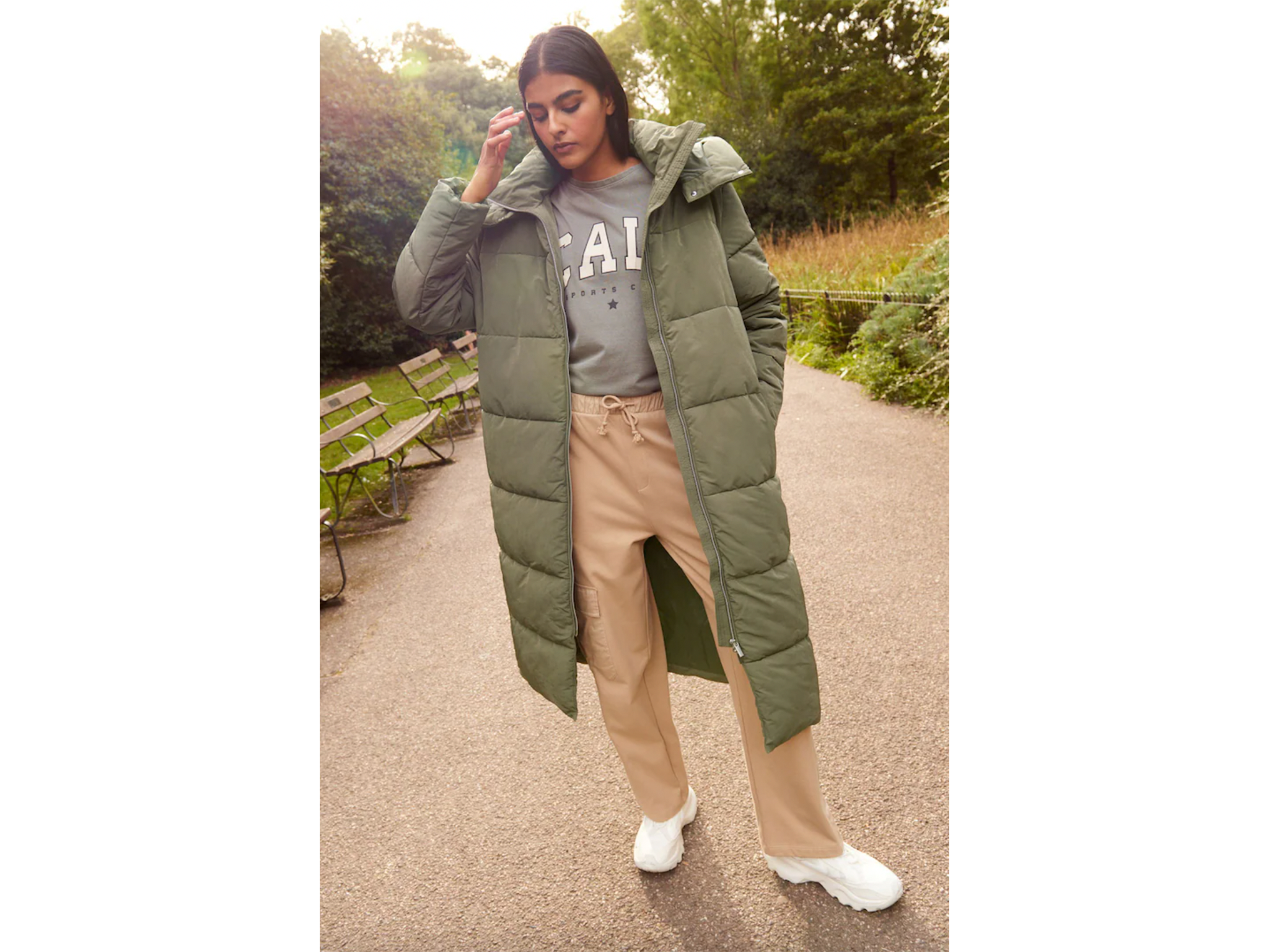 Next khaki green padded coat-indybest