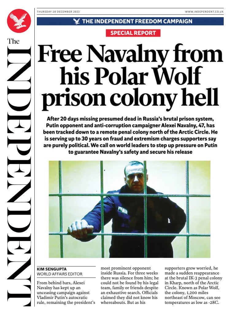 The Independent Daily Edition on 28 December last year