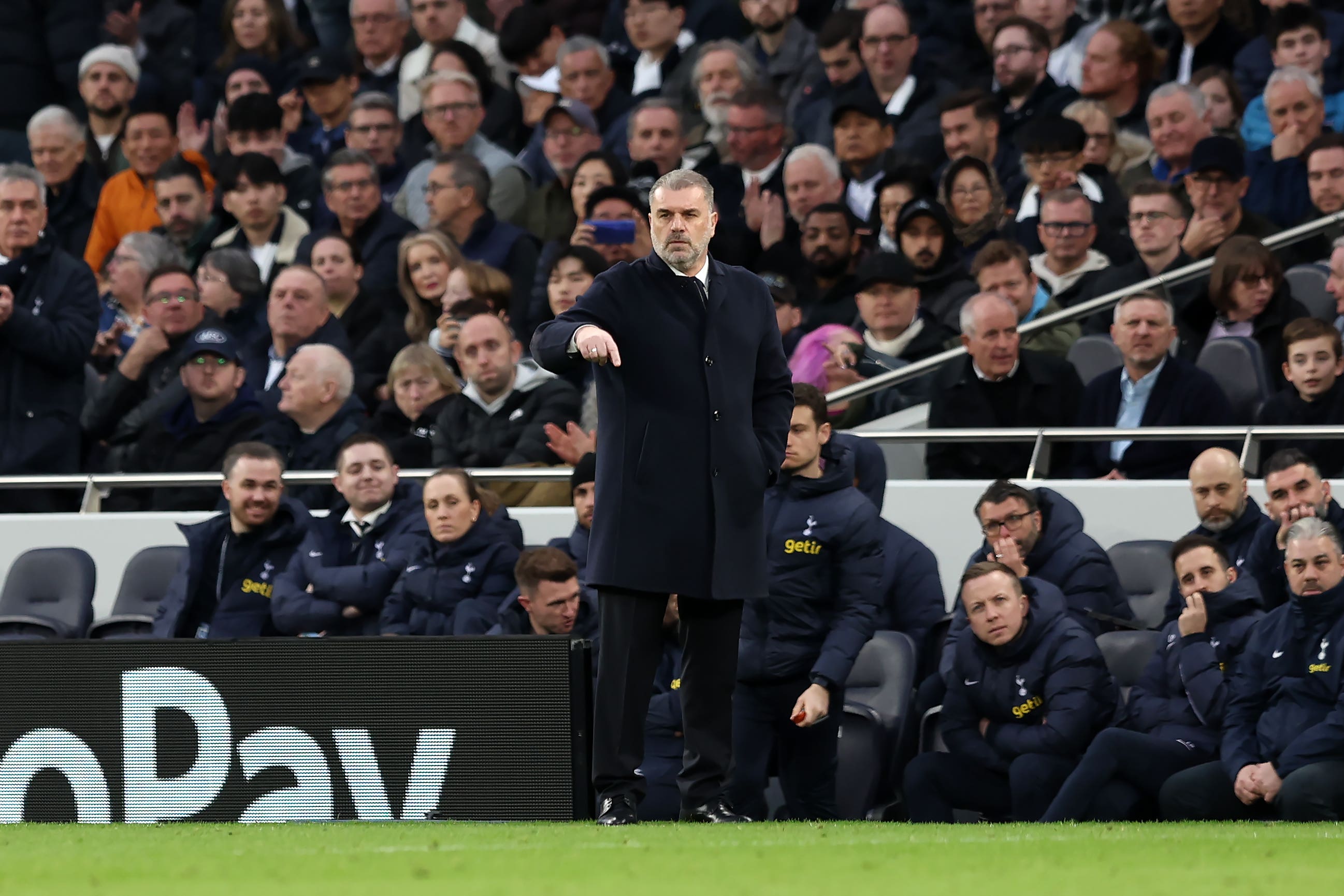 Ange Postecoglou watched Tottenham lose 2-1 at home to Wolves (Kieran Cleeves/PA)