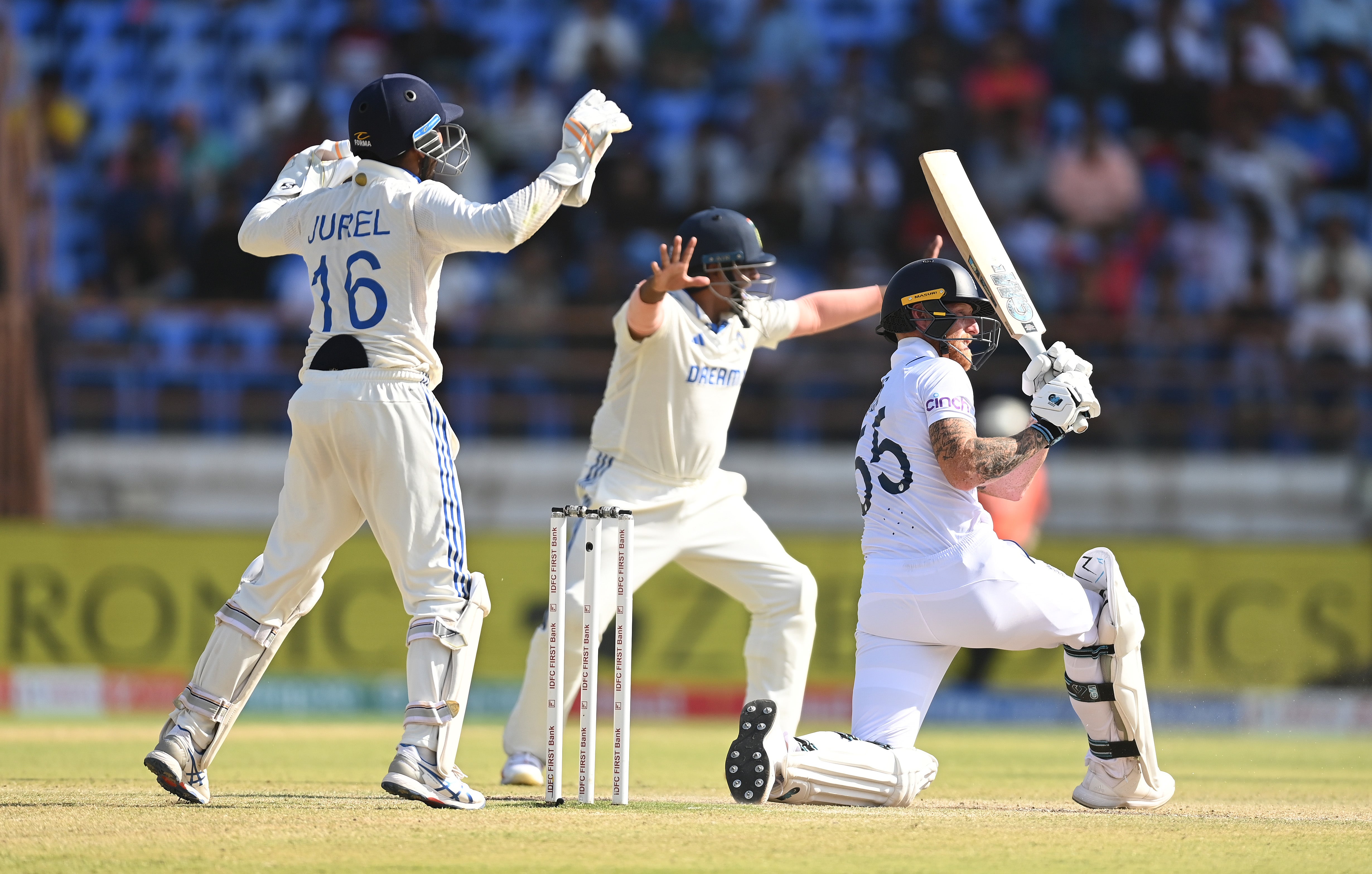 Stokes loses his wicket lbw to Kuldeep Yadav in the third Test