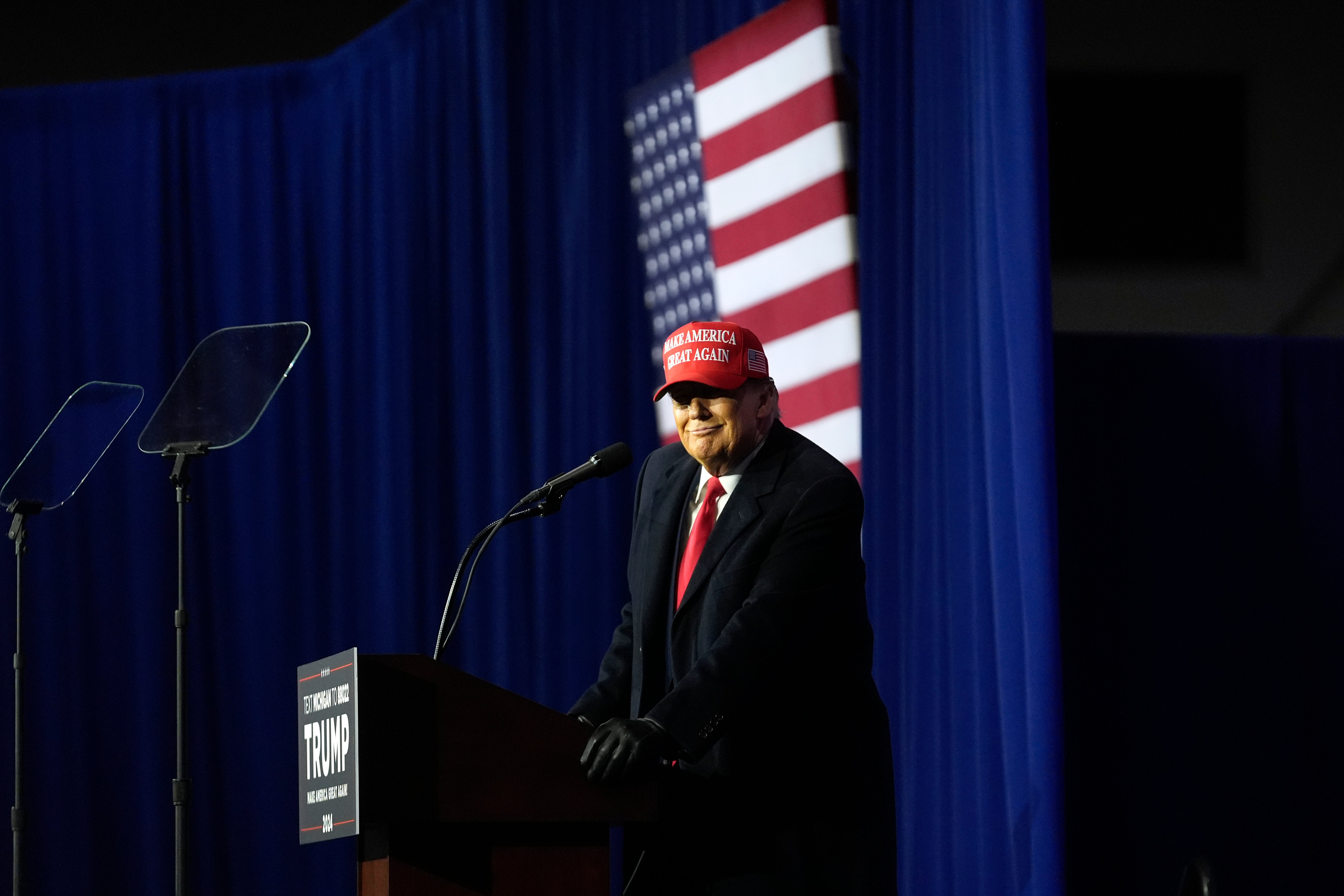 Donald Trump at a campaign rally in Michigan