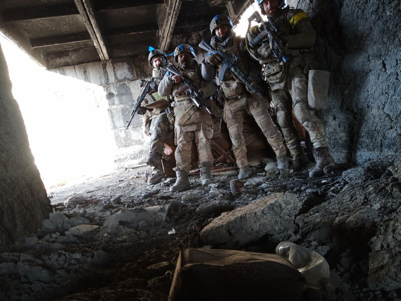 Ukrainian soldiers of 3rd Assault Brigade are seen in Avdiivka in Donetsk Oblast on February 19, 2024