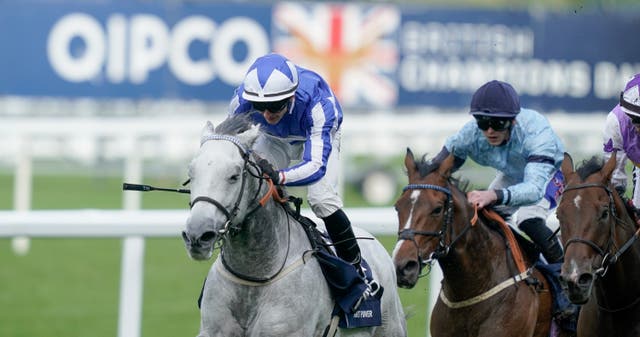 <p>David Allan riding Art Power to win The Qipco British Champions Sprint Stakes at Ascot Racecourse</p>