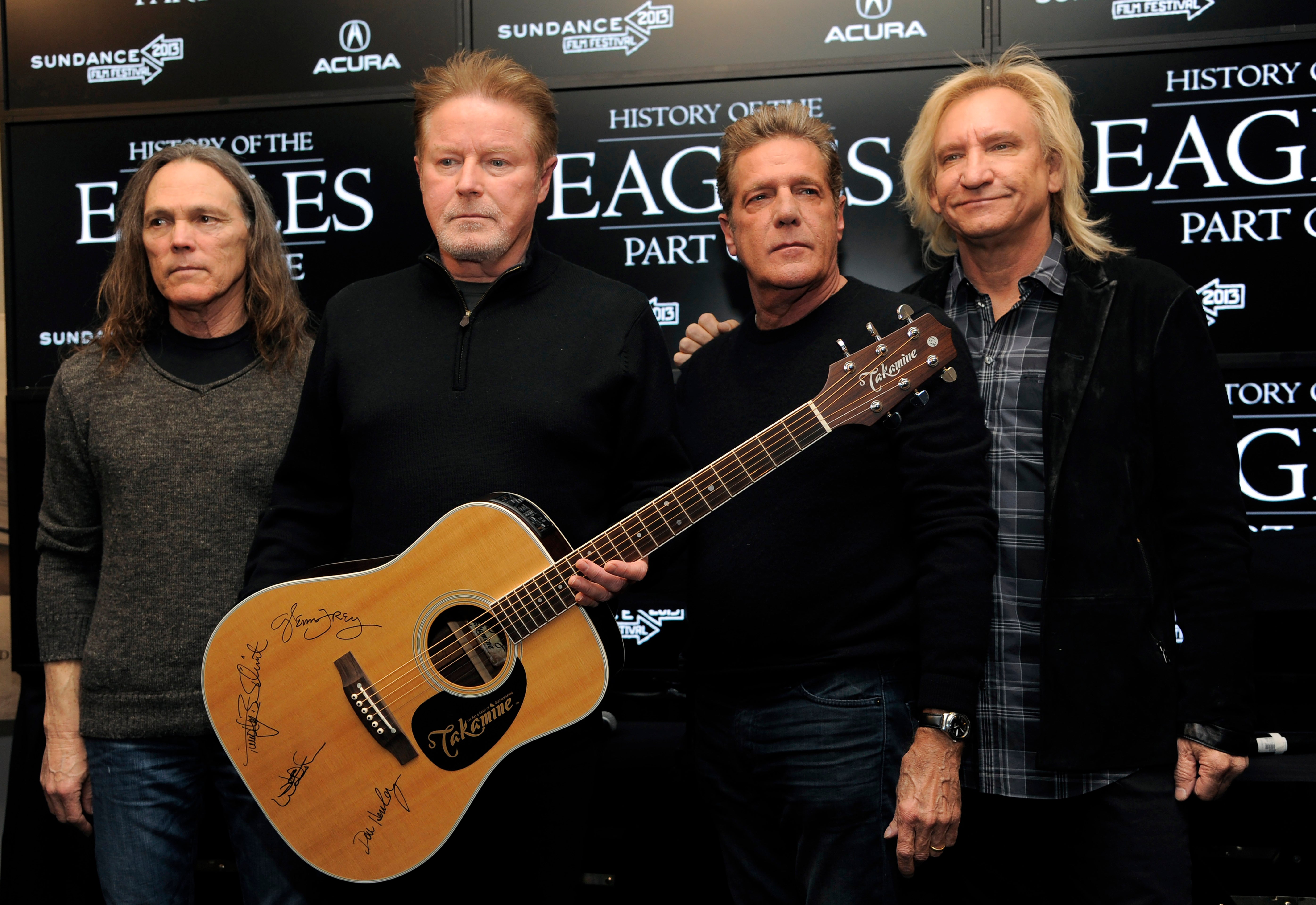 Members of The Eagles, from left, Timothy B Schmit, Don Henley, Glenn Frey and Joe Walsh