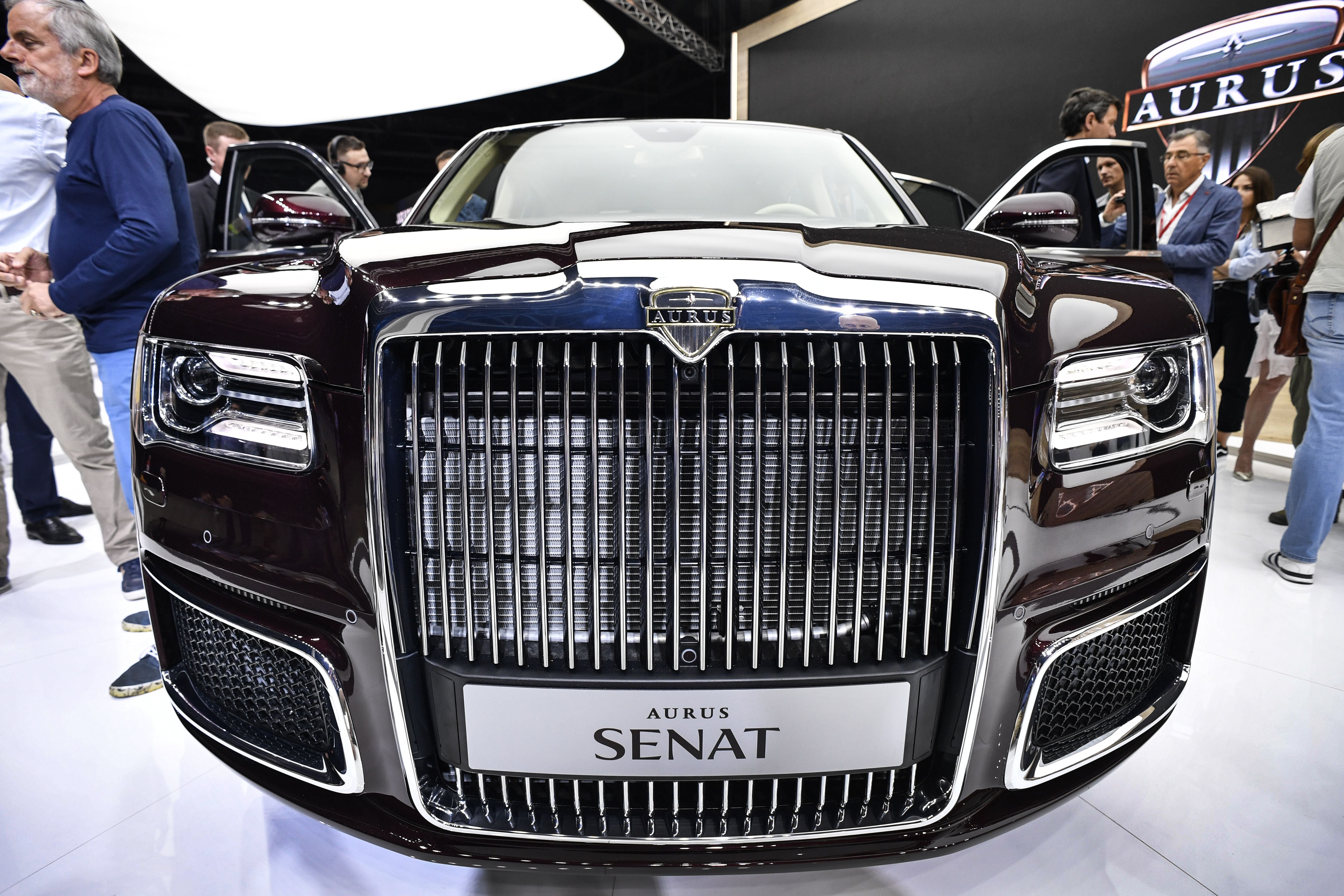 A commercial version of Putin's Aurus Senat limousine at the Moscow International Motor Show