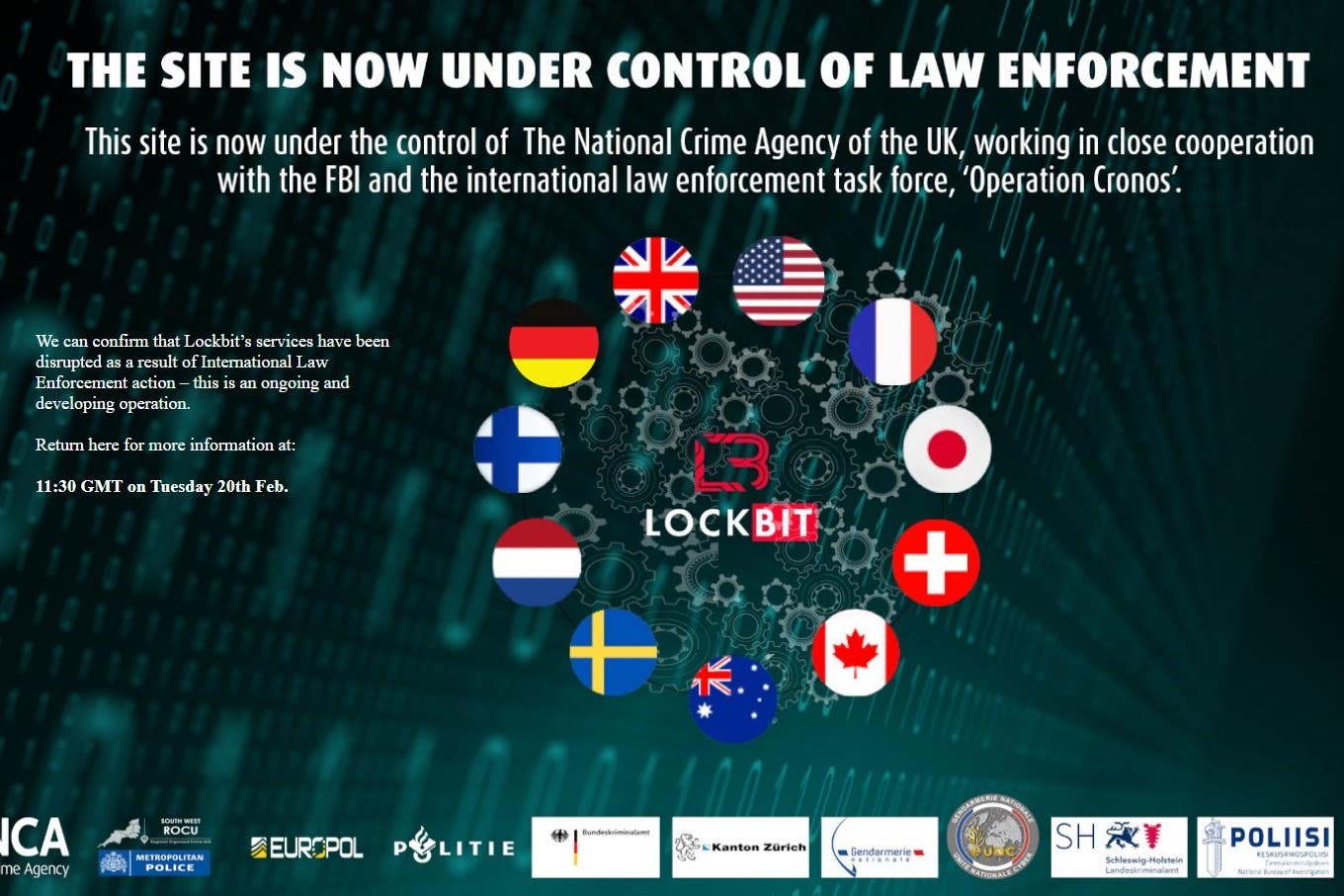 The LockBit website was taken over by law enforcement (NCA/PA)